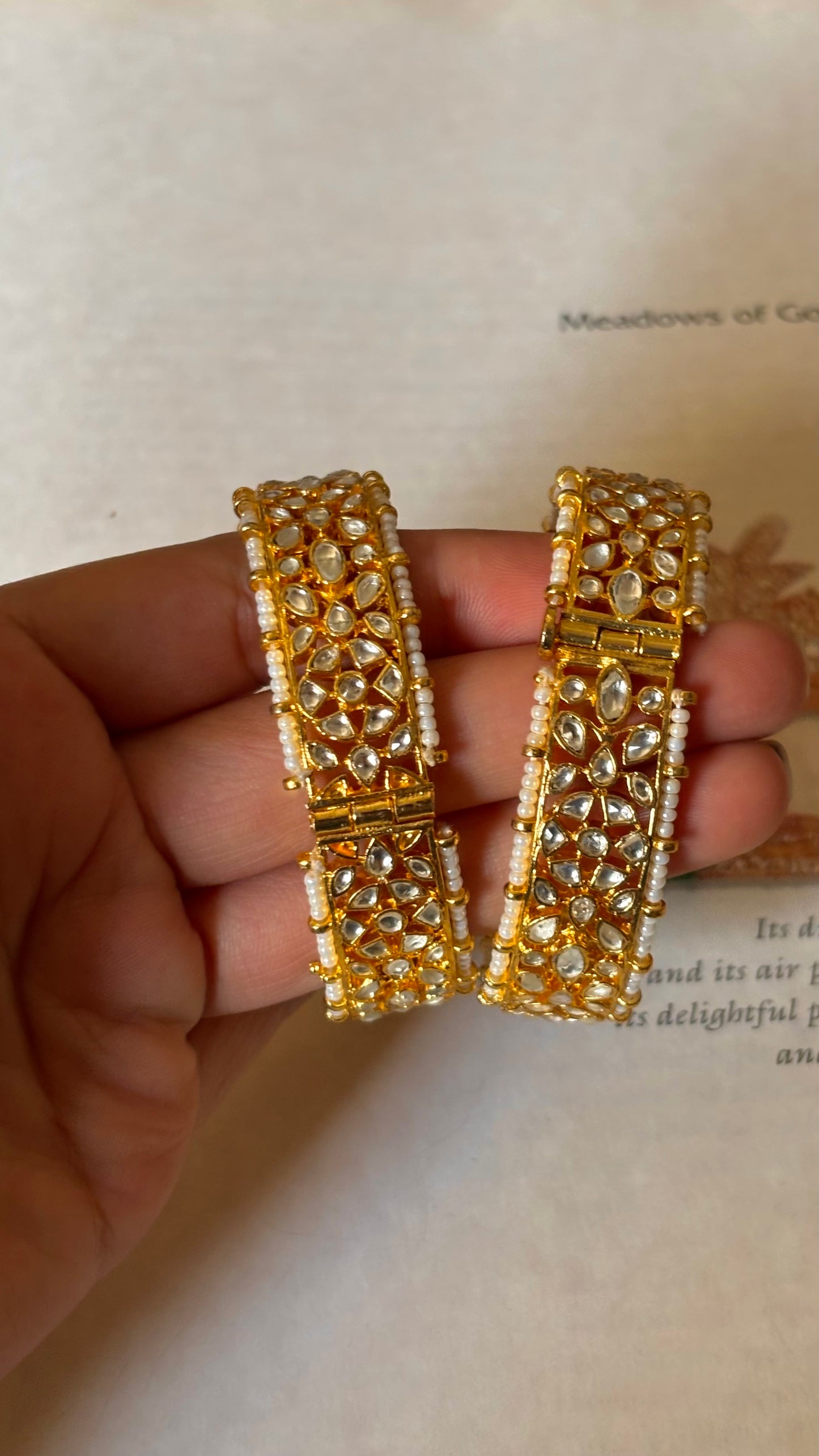 Gold plated paachi kundan bangles