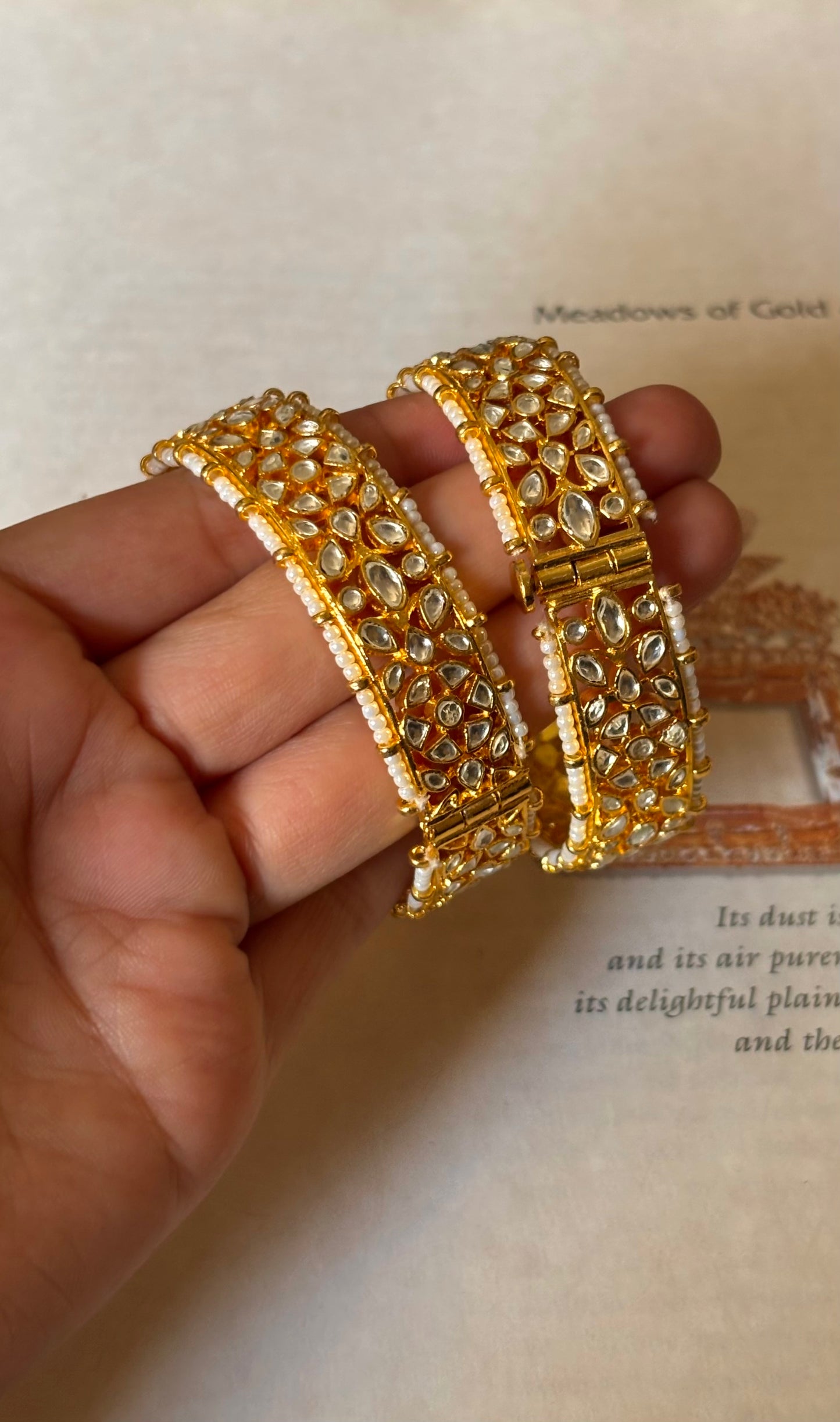 Gold plated paachi kundan bangles