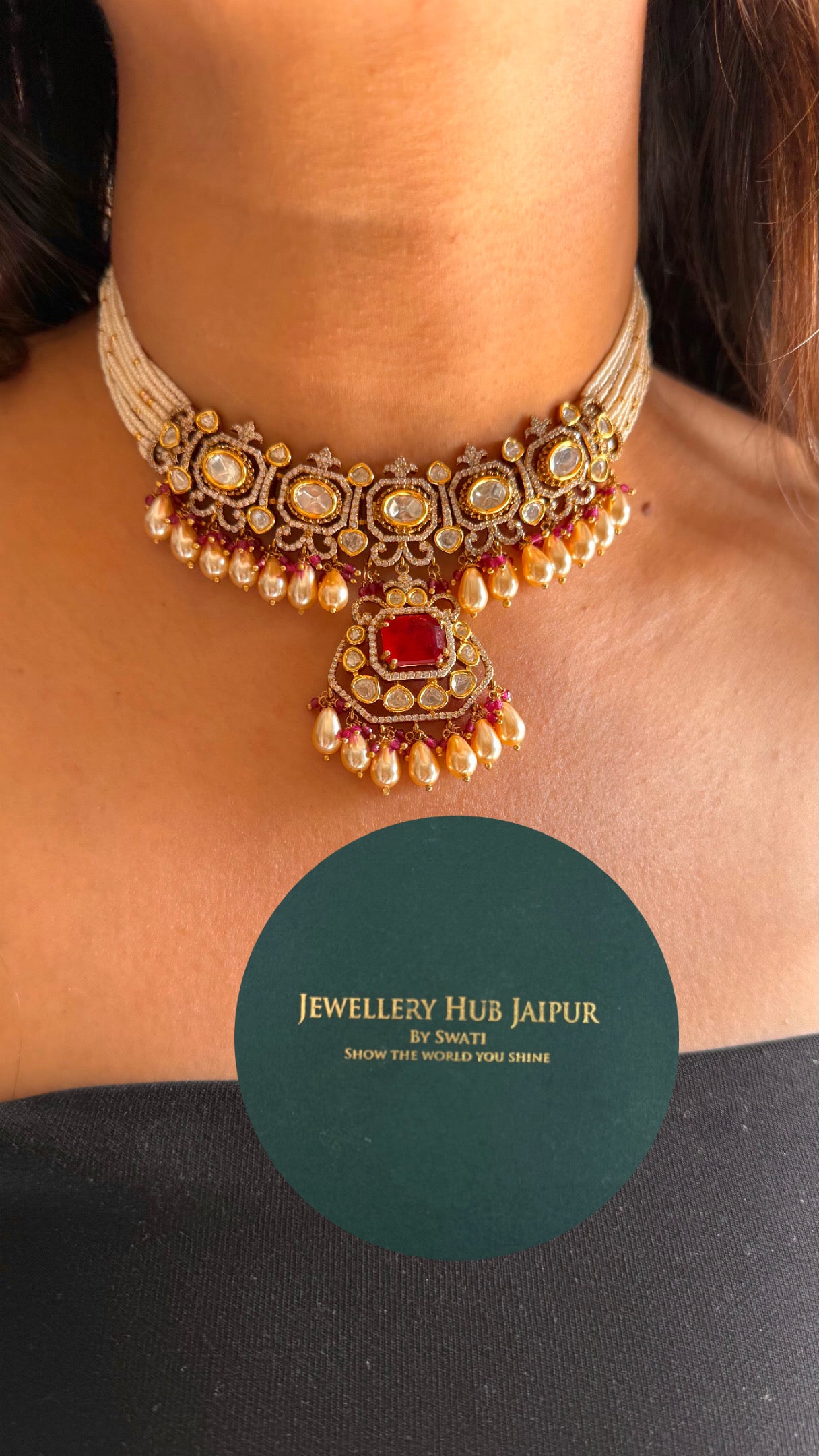 Ruby tear drop shape necklace