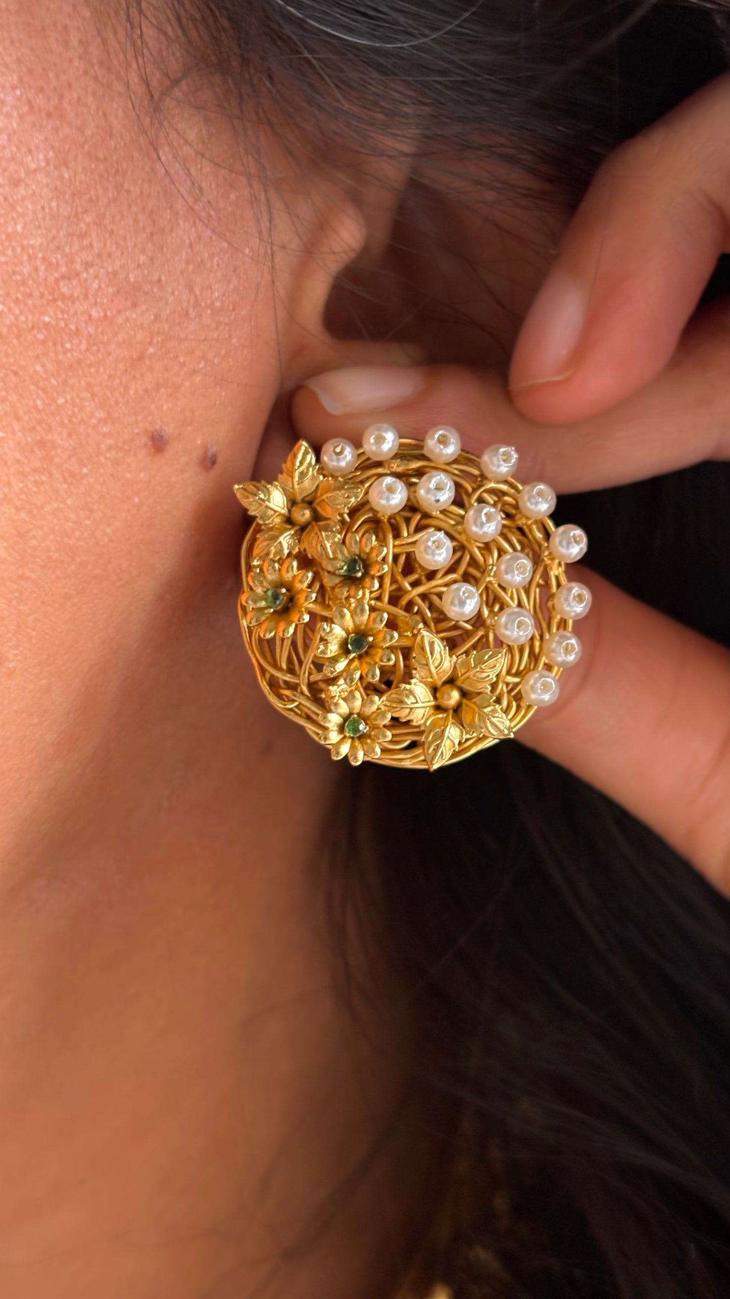 Swarn & pearl drops nakshi Necklace