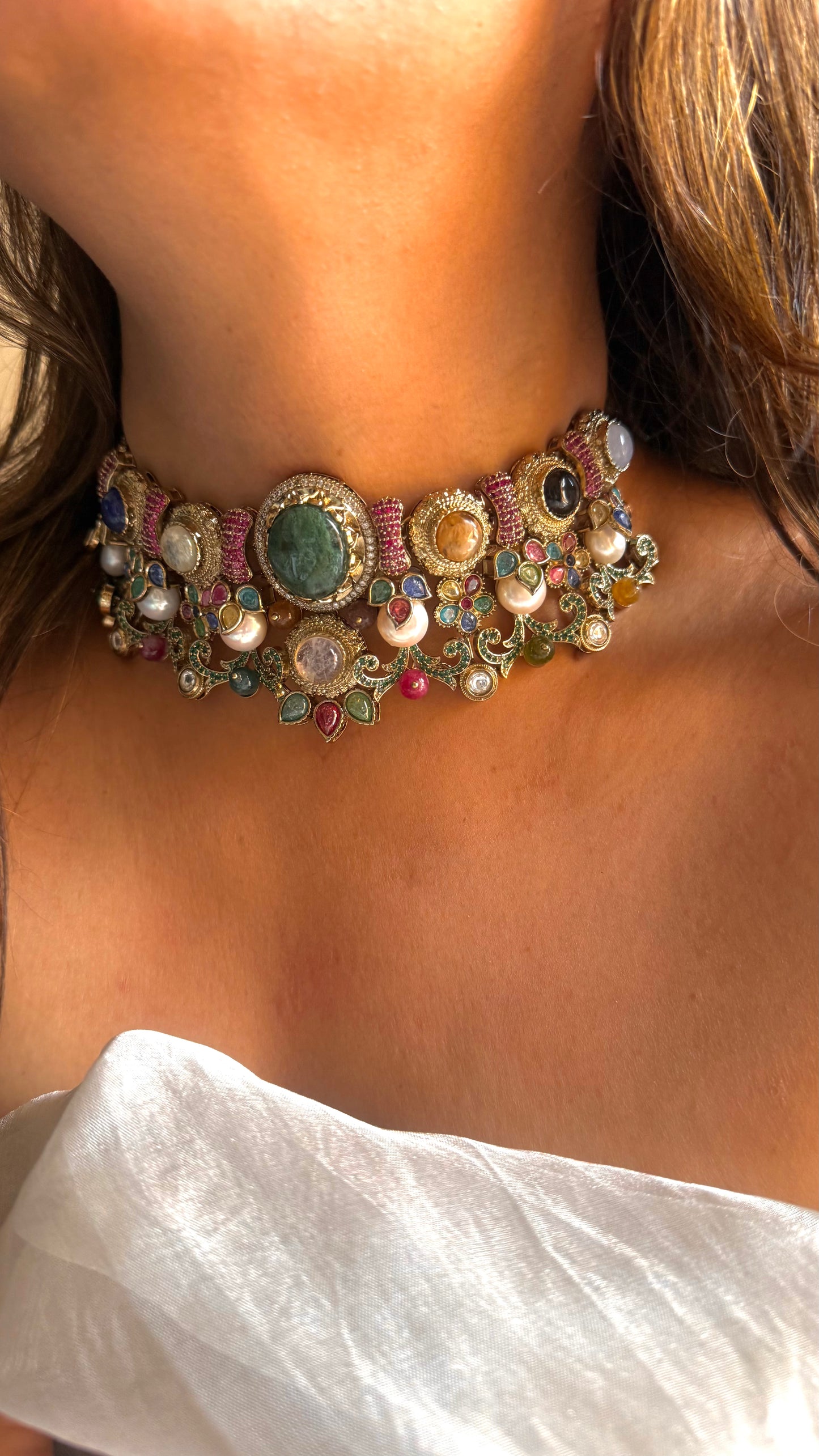 Sabya inspired vintage choker with Mother of Pearl detailing