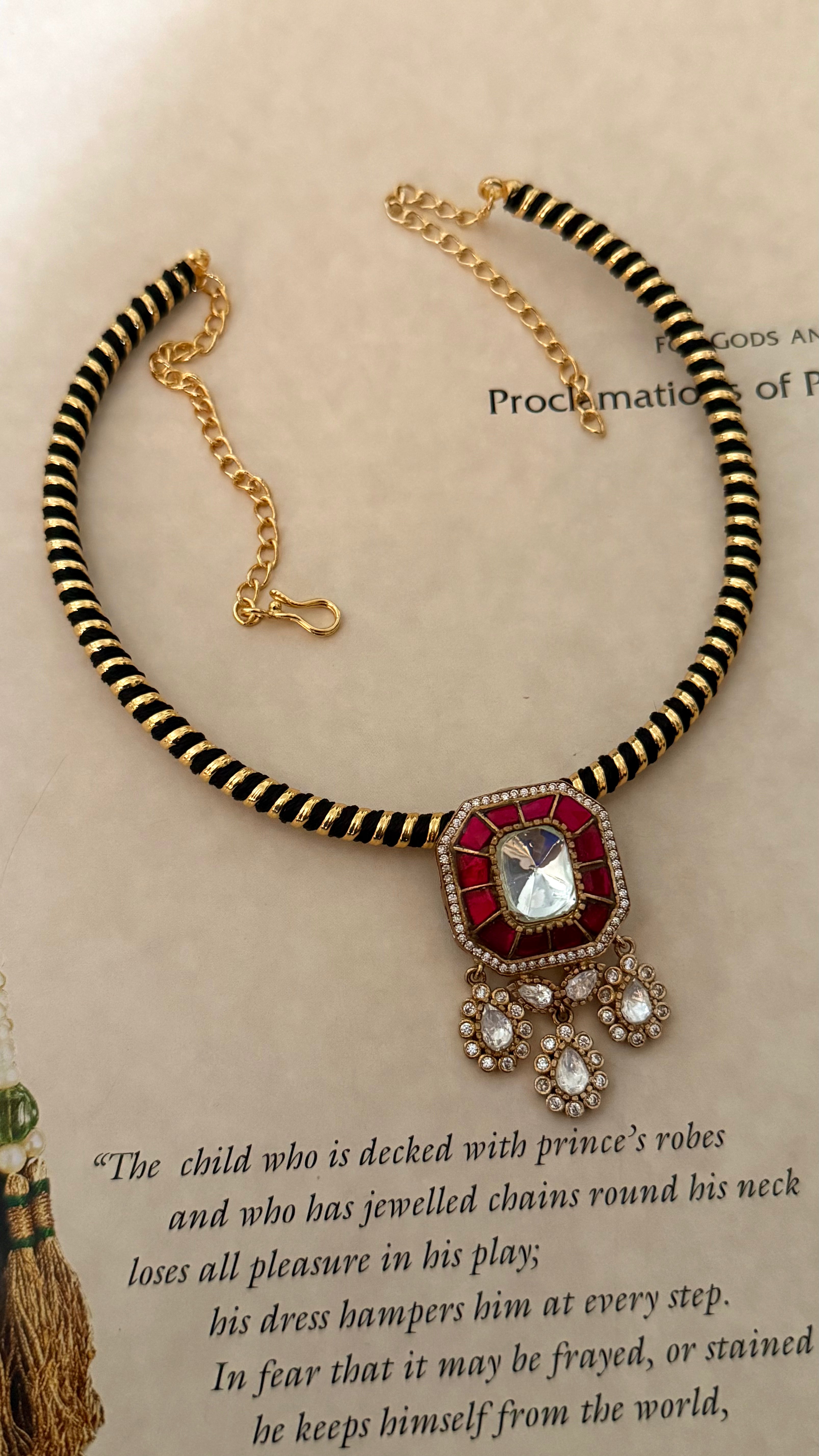 Avani Rani pink katdana moissanite polki designer pendant