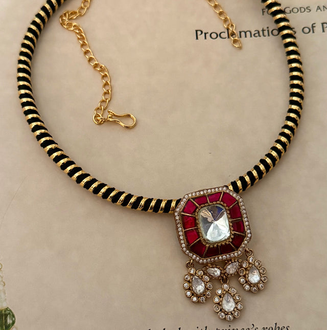 Avani Rani pink katdana moissanite polki designer pendant