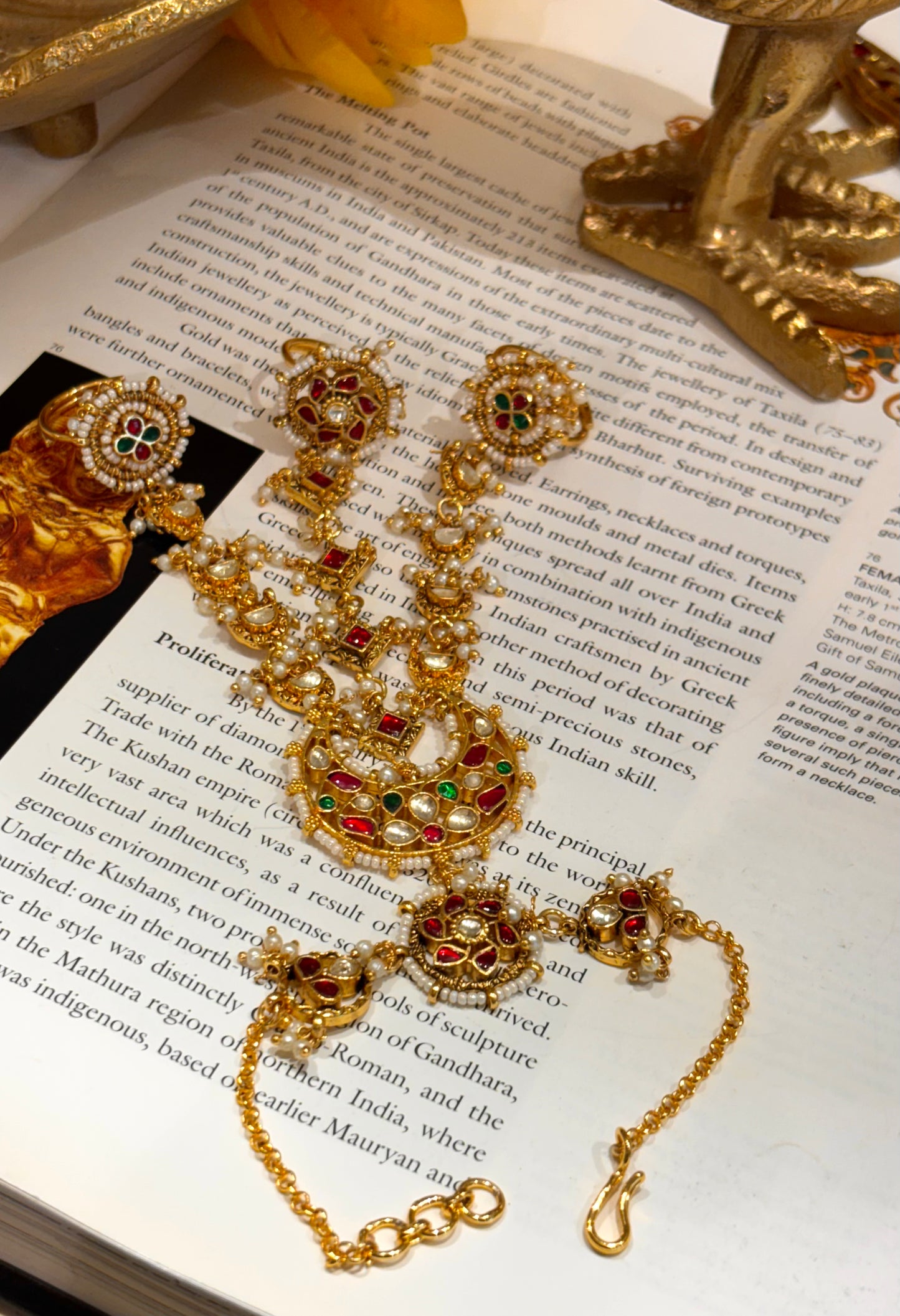 Paachi kundan heritage rajwada triple finger hathphool