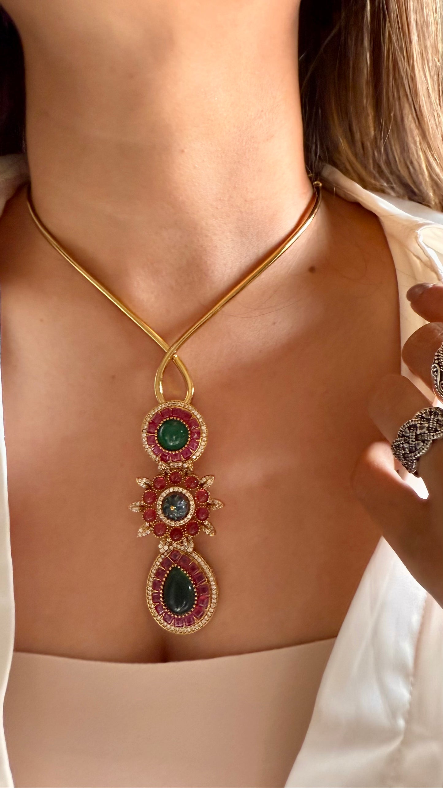 Sabyasachi inspired emerald & ruby necklace