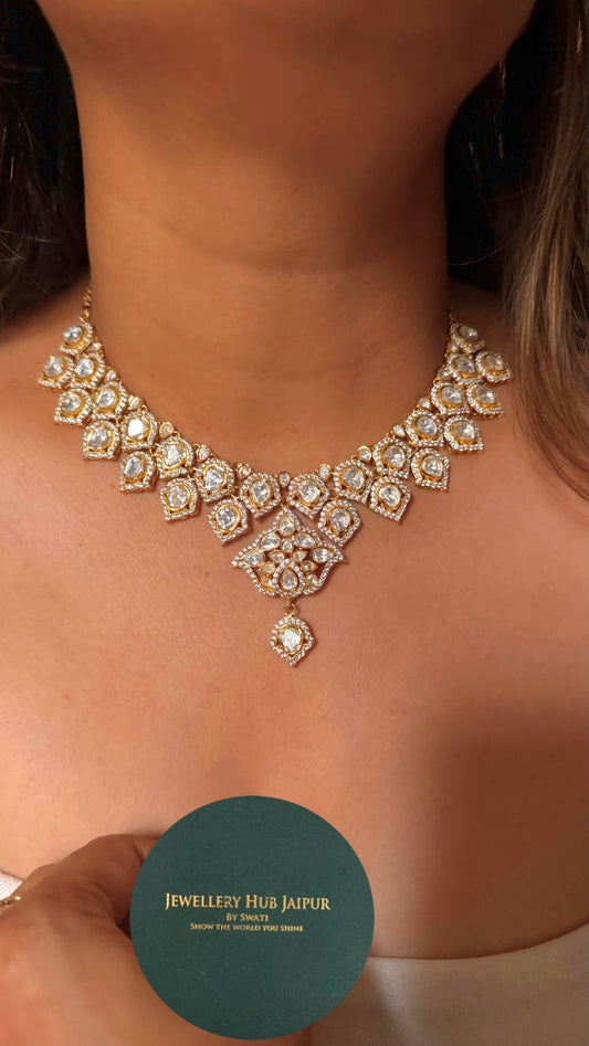 Real moissanite polki Necklace