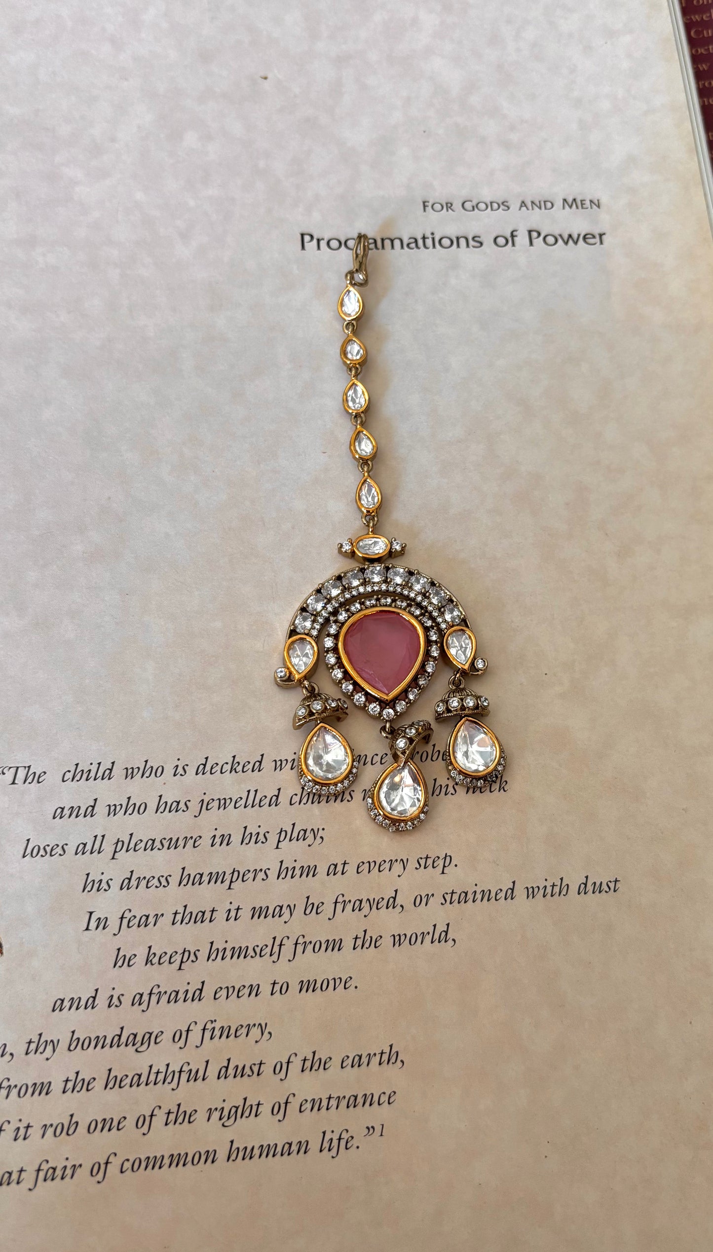 Rose pink victorian maangtika