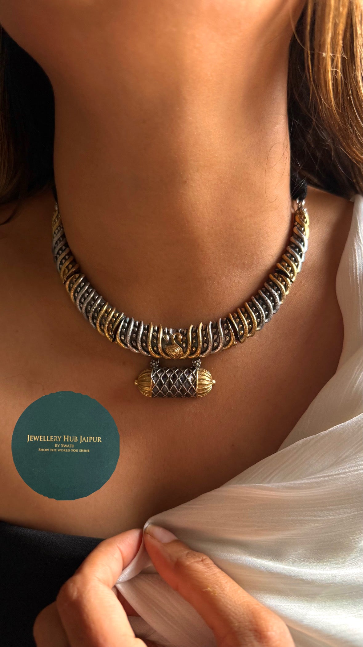 Asur Silver & Gold Tribal Braided Hasli