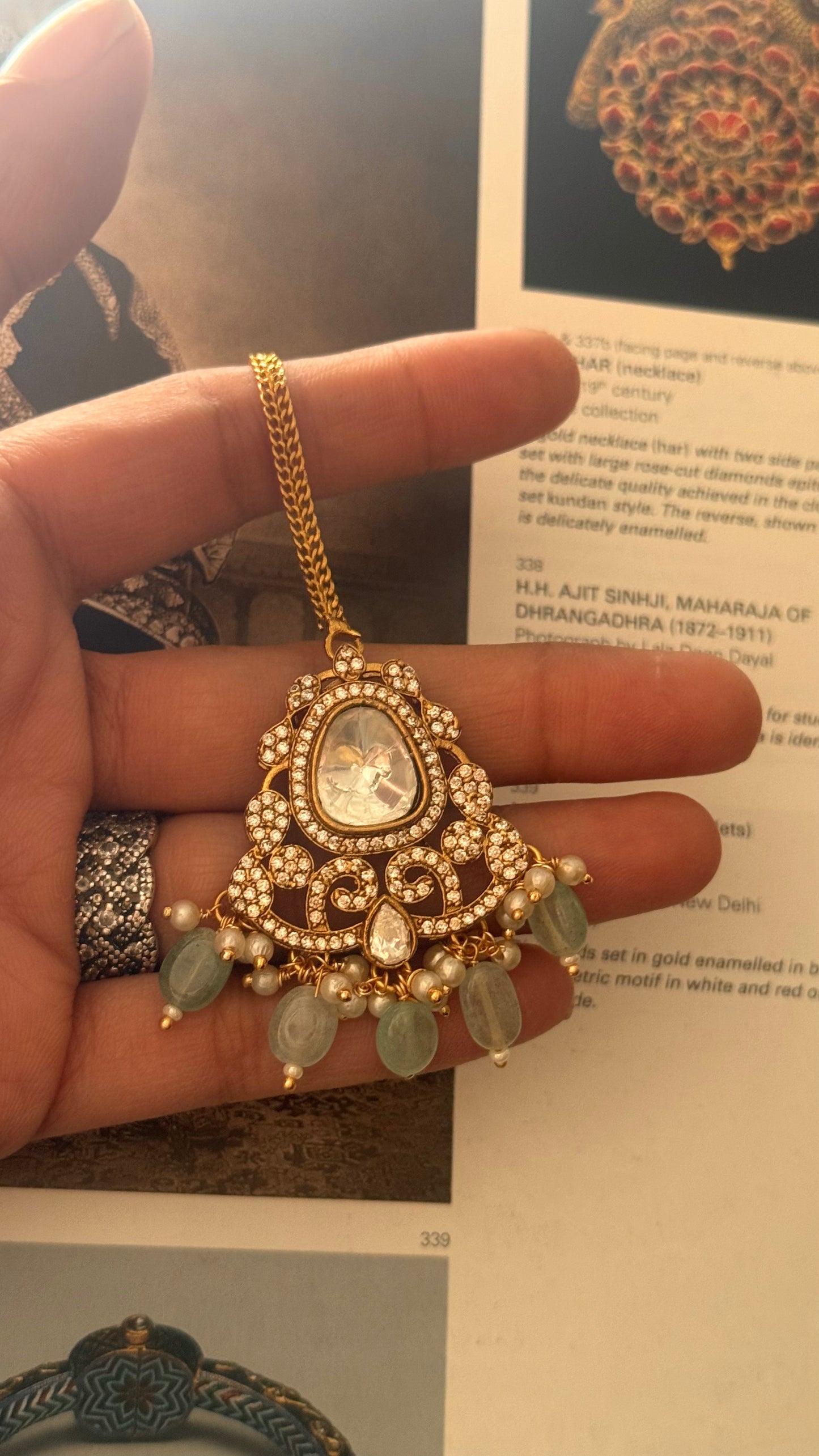 Uncut polki mint drop  maangtika