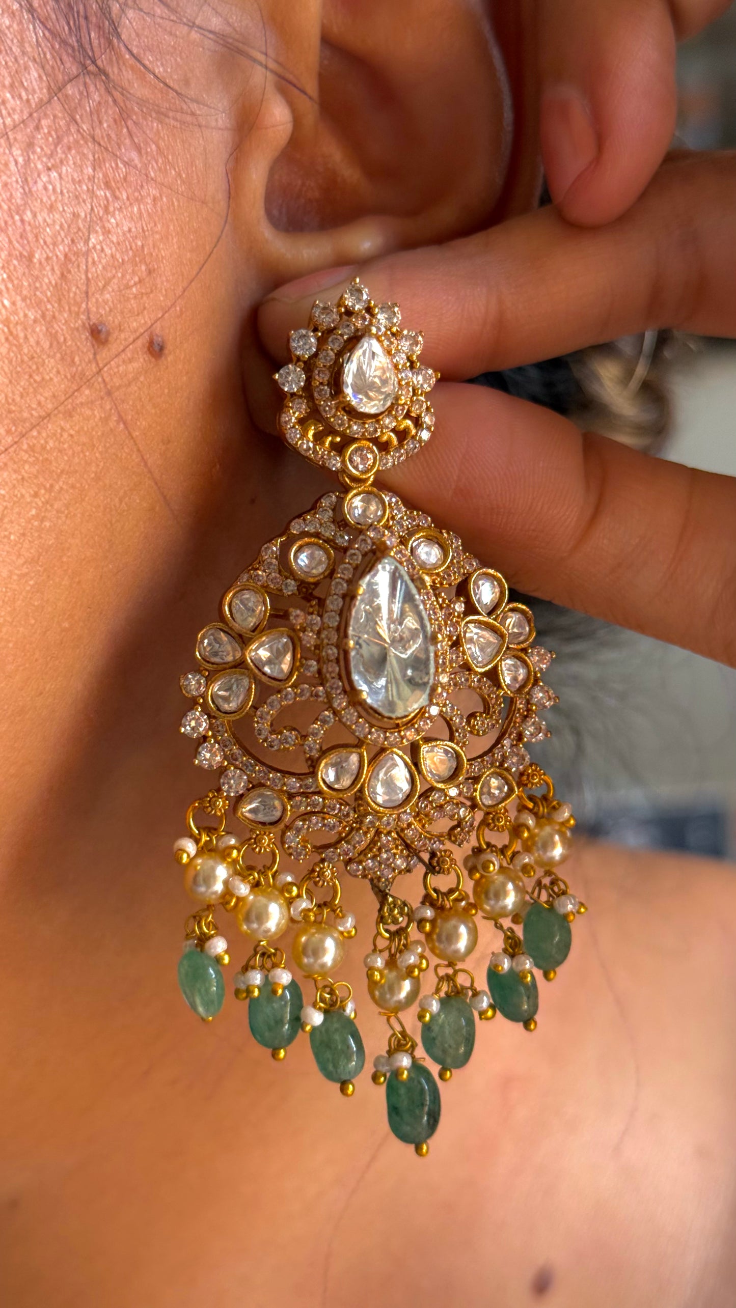 Sage Green & Polki bridal combo