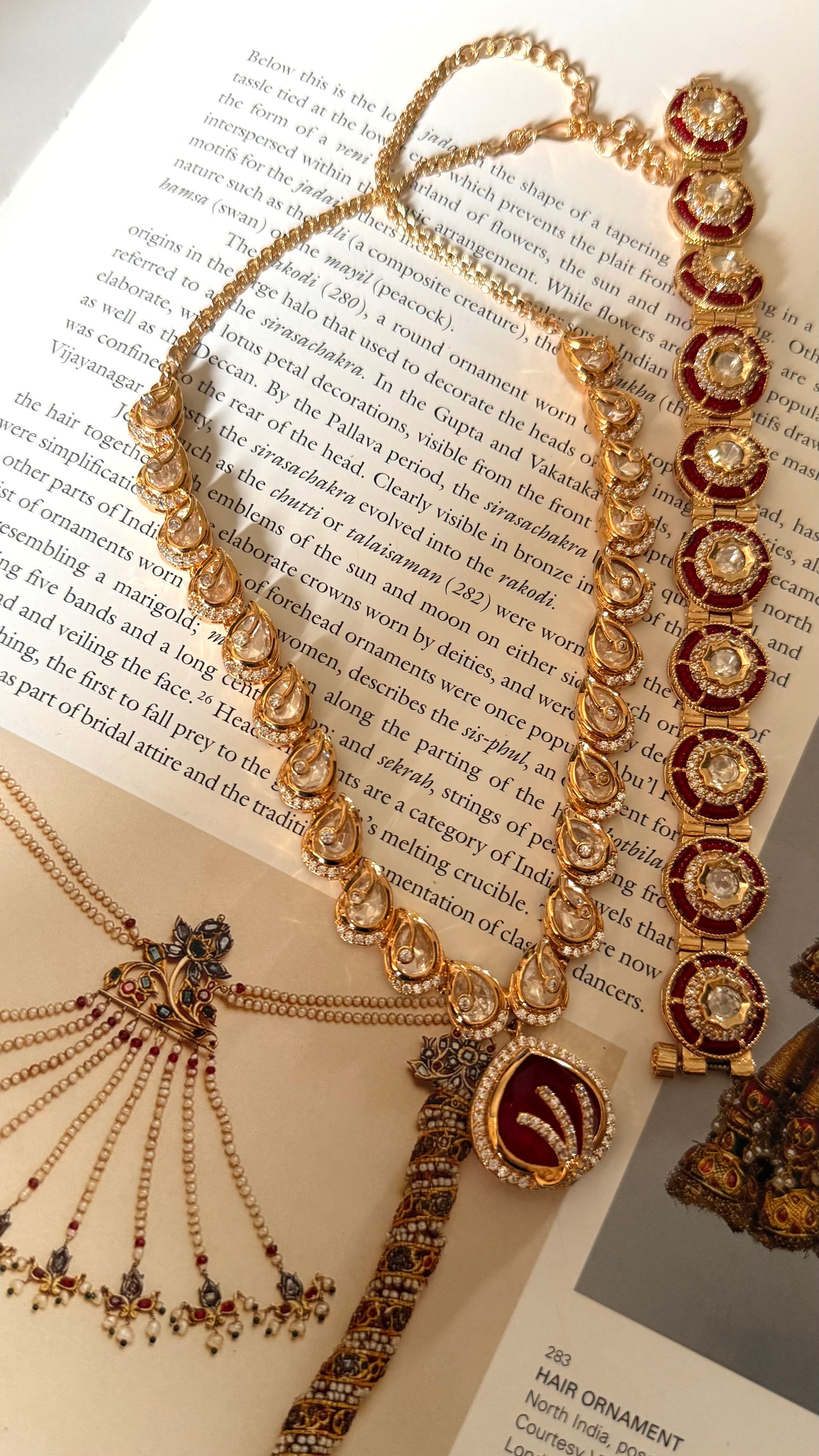 Ruby doublet moussanite petal collar set