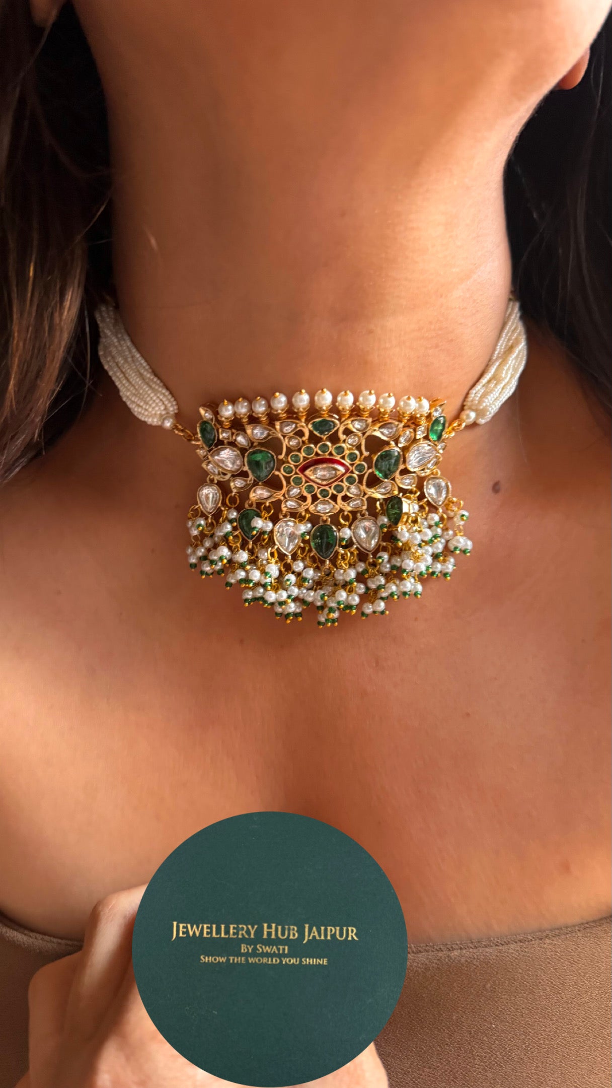 Minimalist emerald choker Necklace