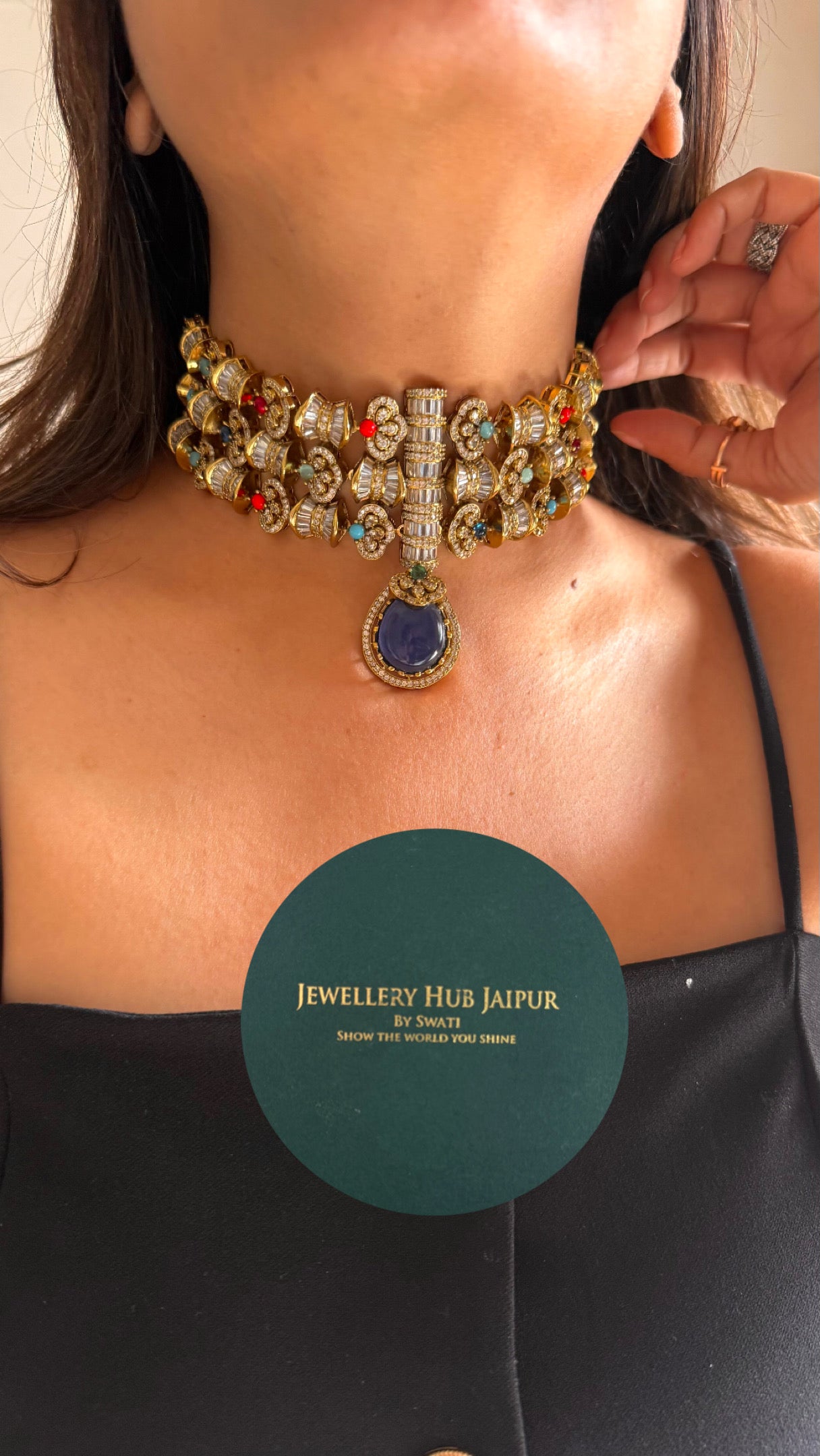 Sabyasachi inspired cocktail necklace (sapphire)