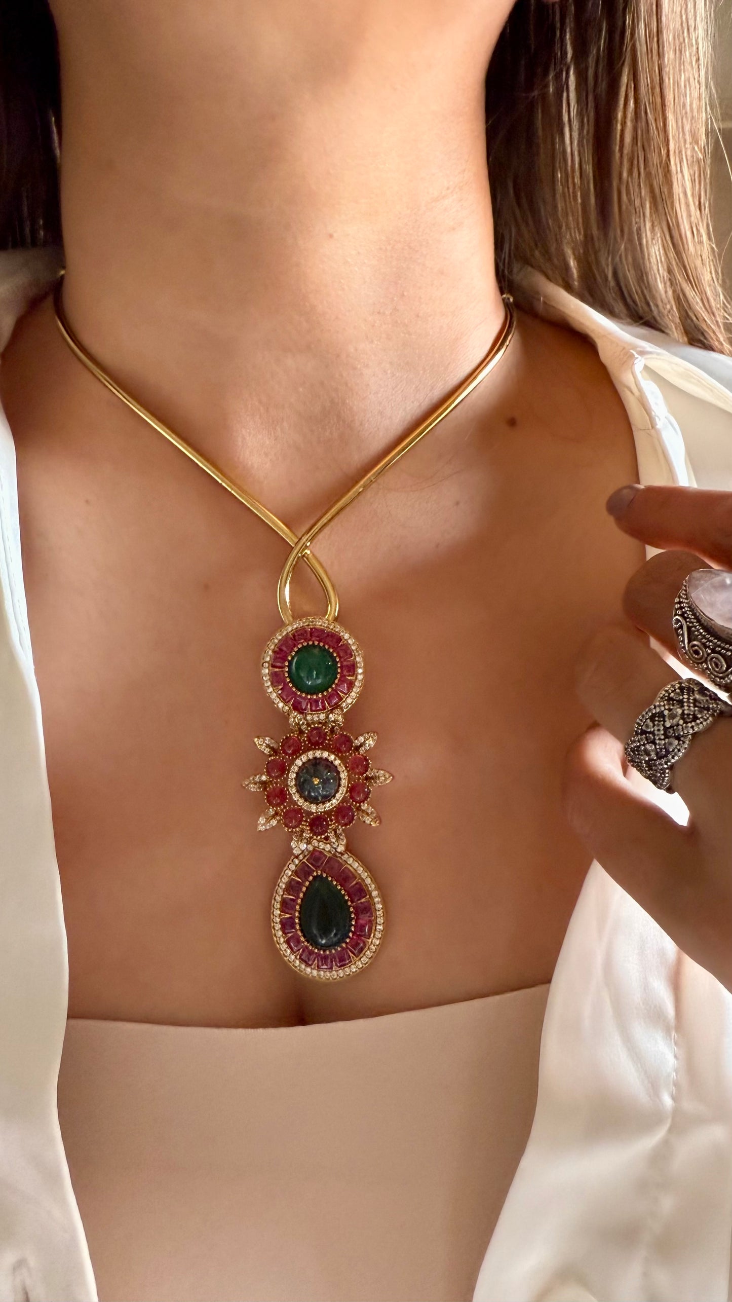 Sabyasachi inspired emerald & ruby necklace