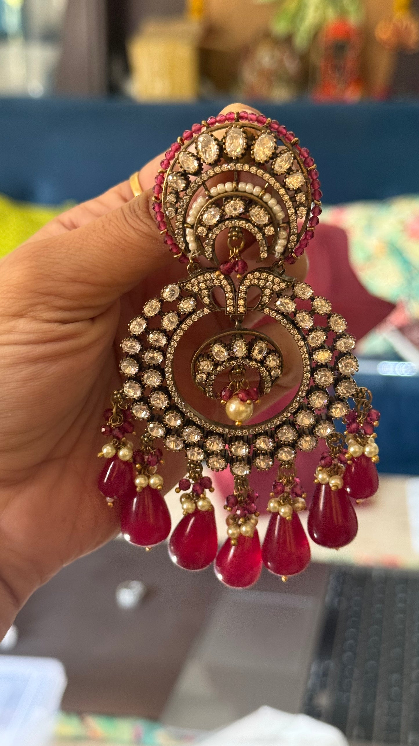 Ruby moissanite victorian danglers