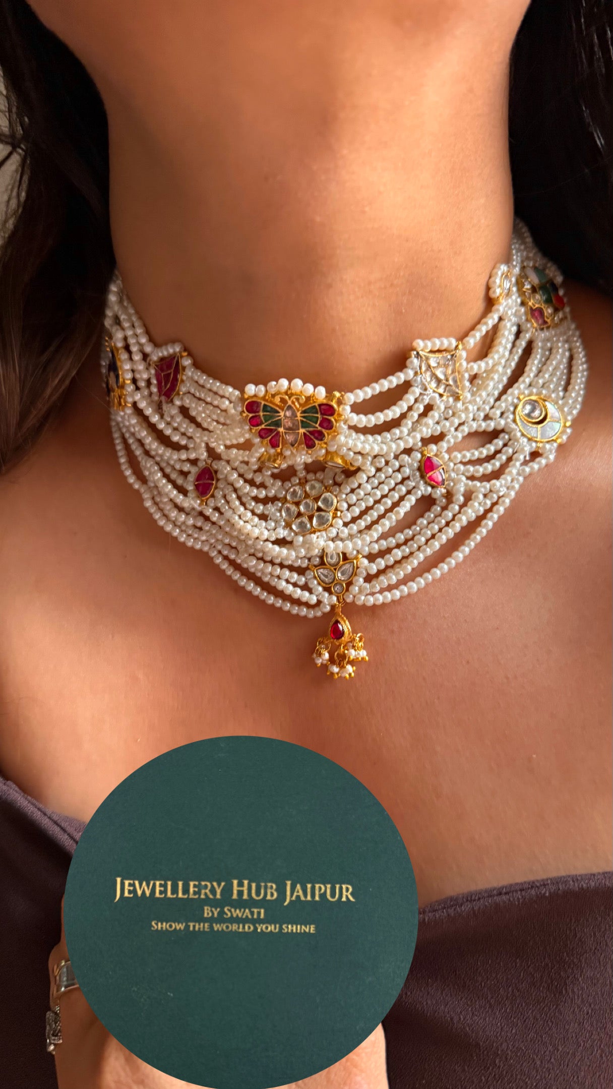Designer pearl necklace with Pachi detailing
