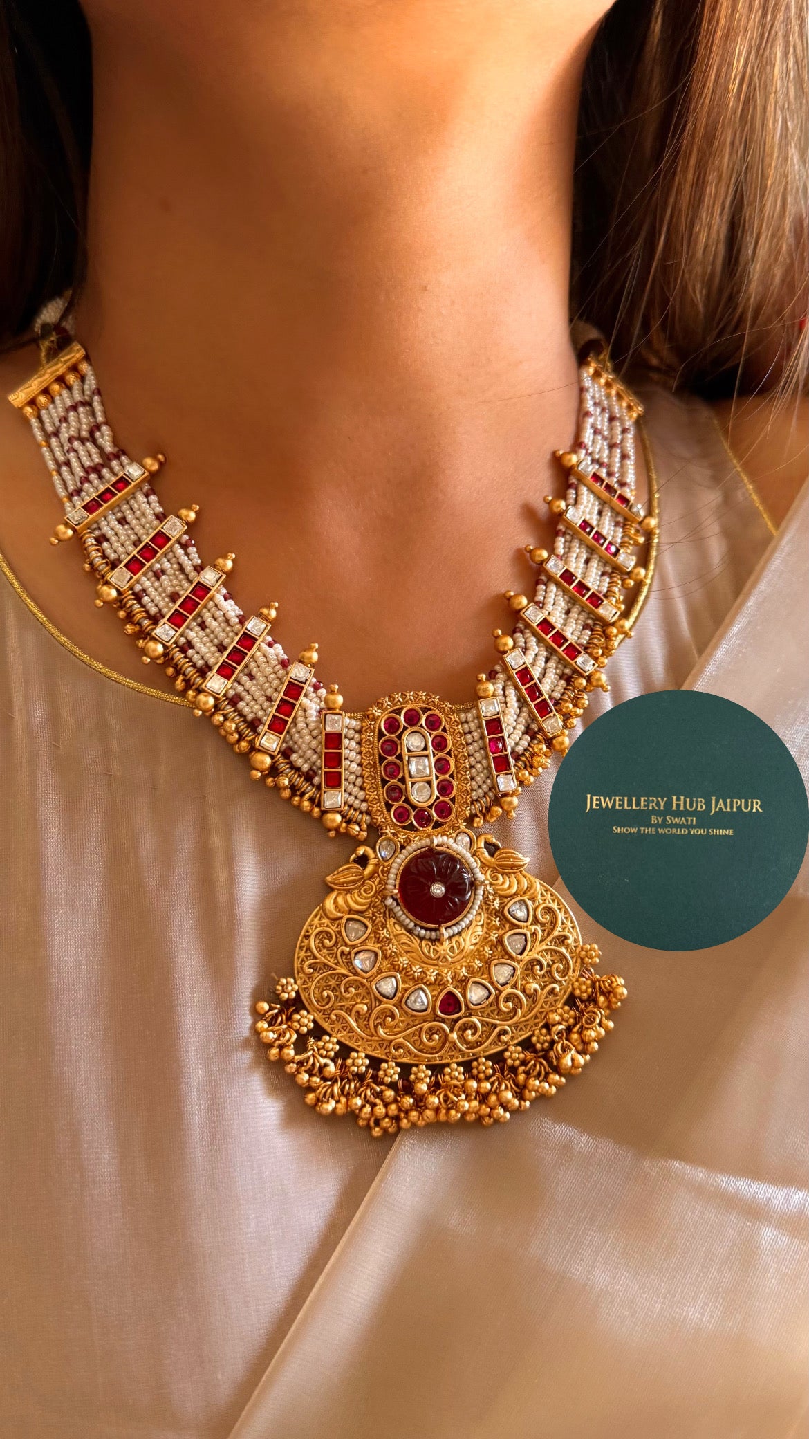 Ruby Rajwada collar necklace with earrings