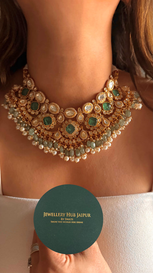 Mint doublet real moissanite bridal Asia Necklace