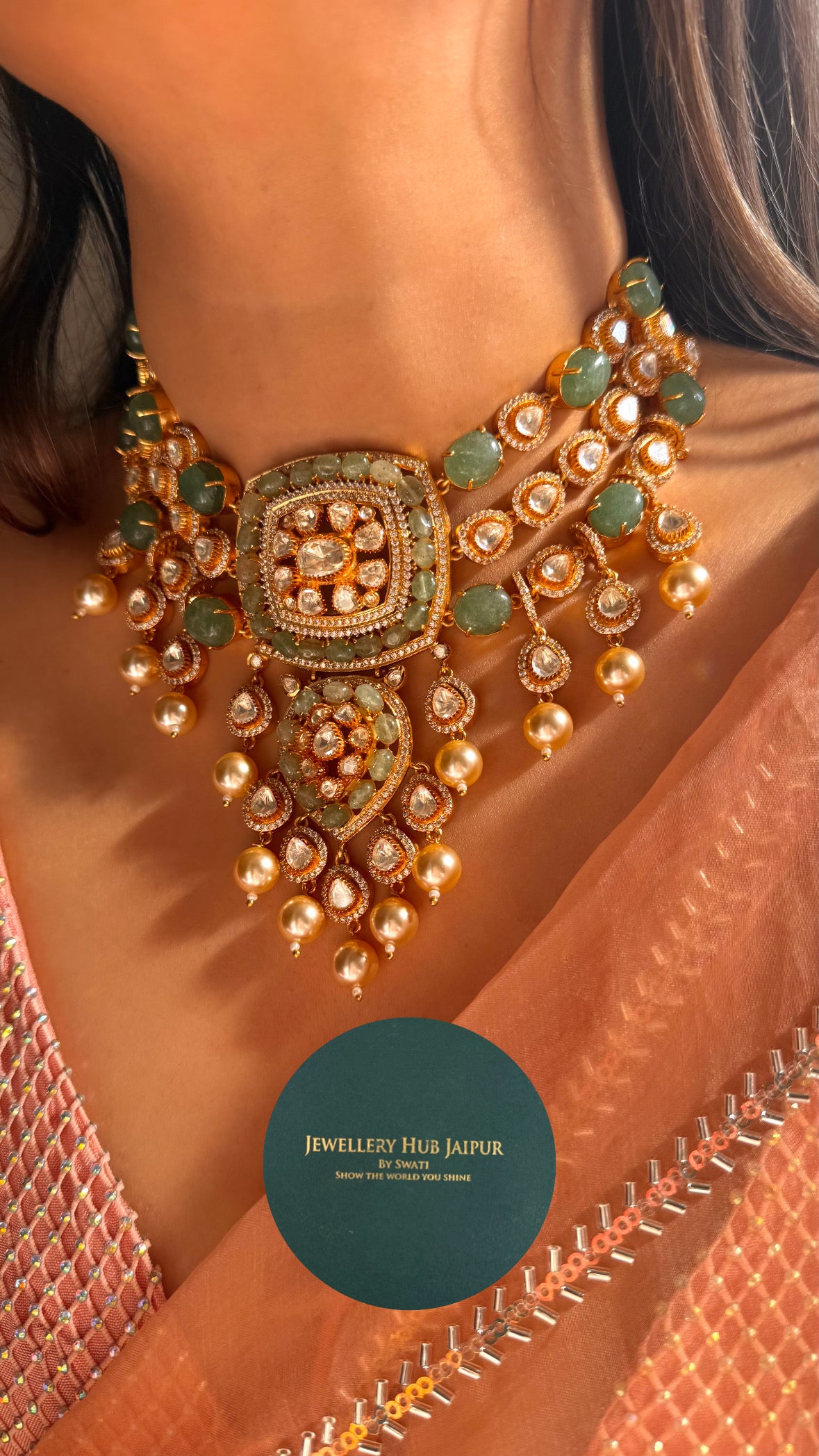 Mint strawberry real moissanite necklace