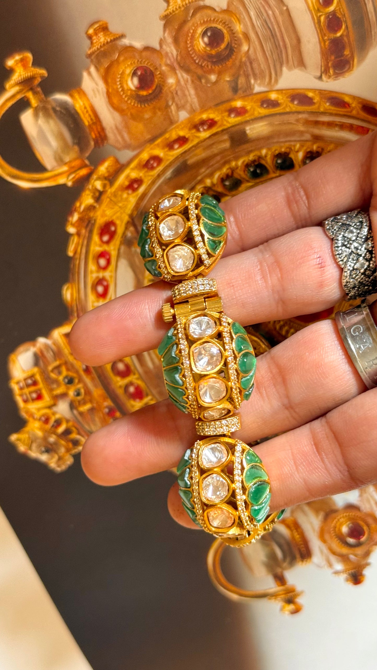 Emerald takkar real moissanite gajra style bracelet