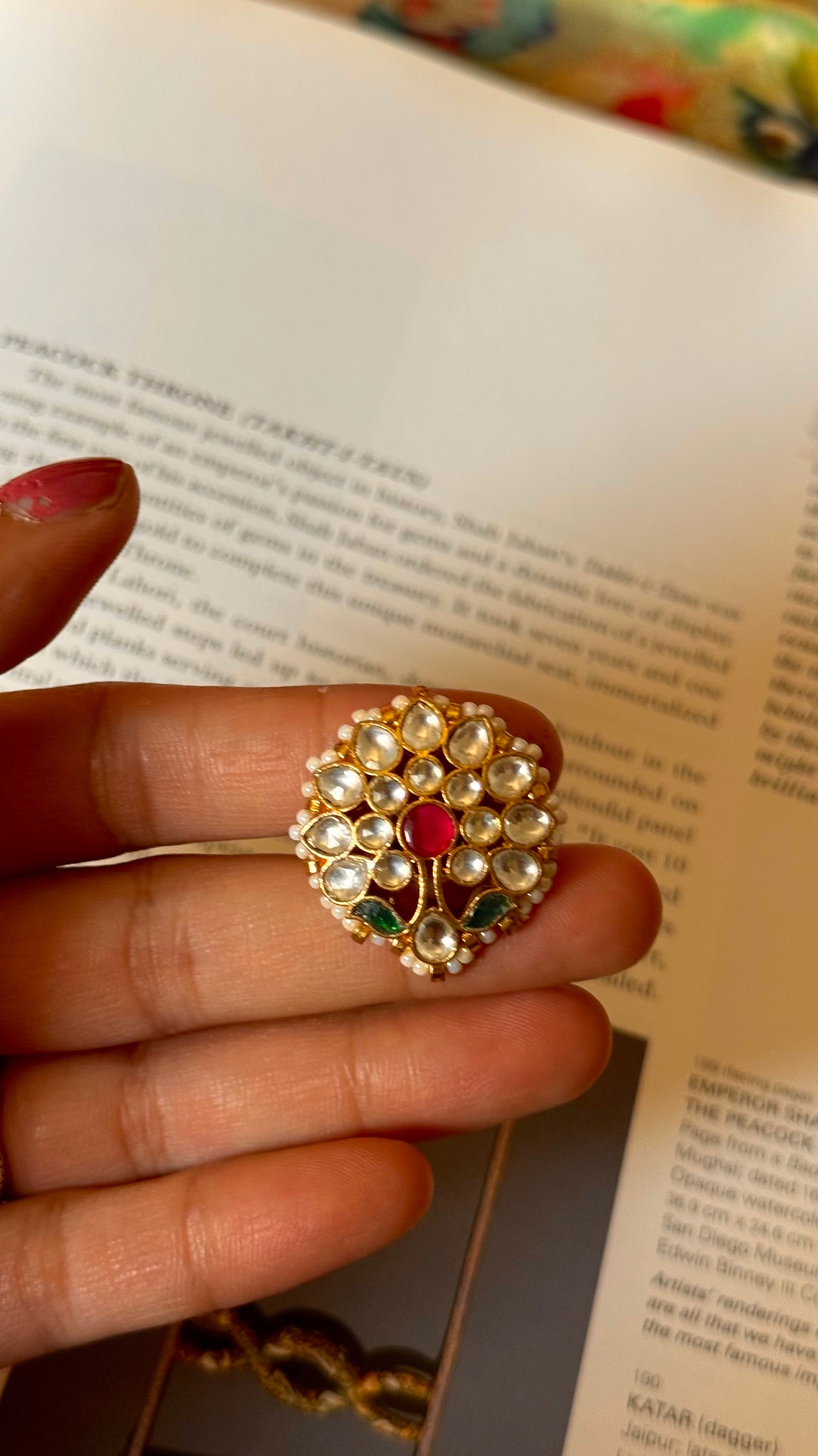 Floral jadau paachi Ring
