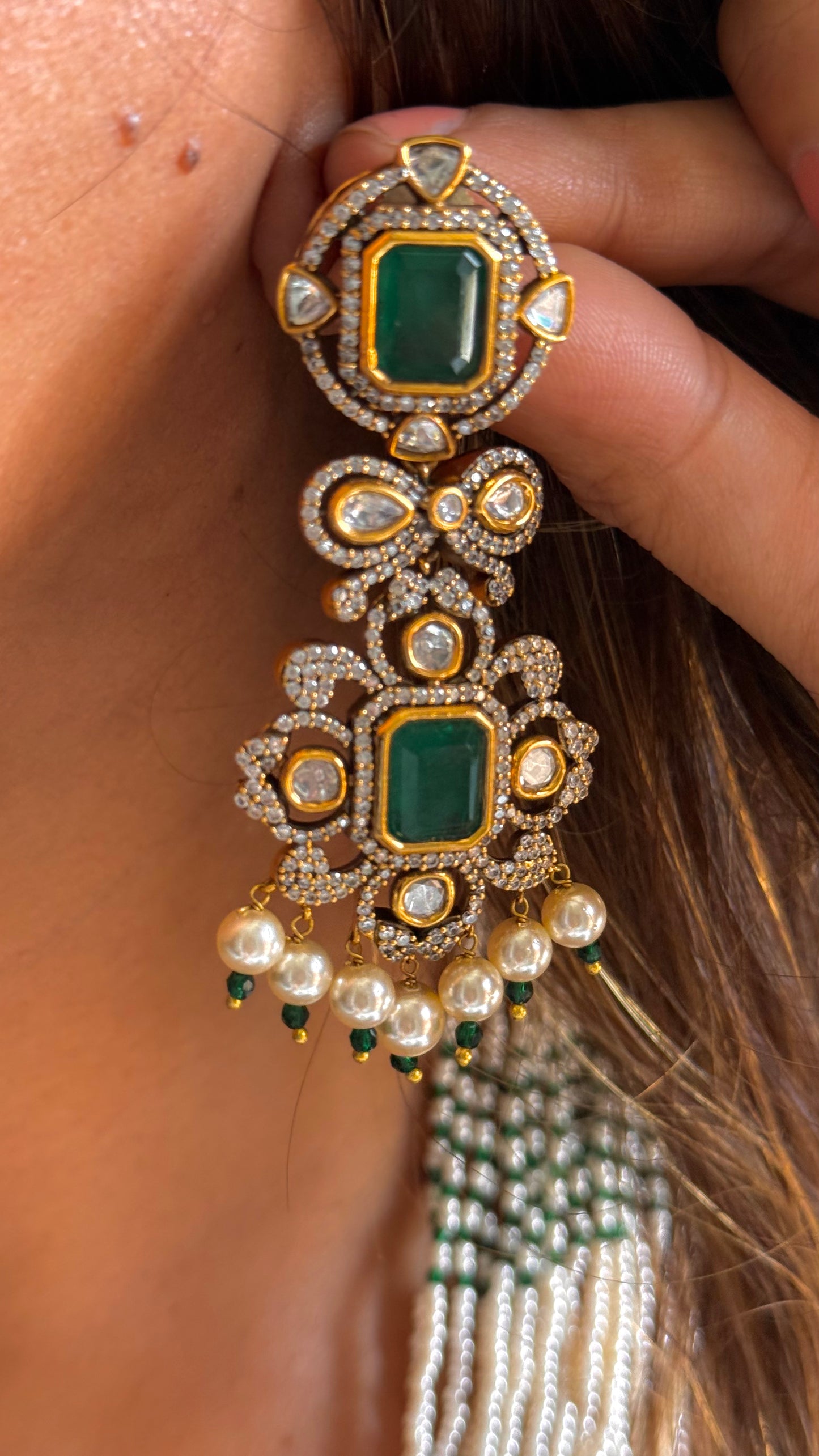 Emerald Victorian Polki Combo set