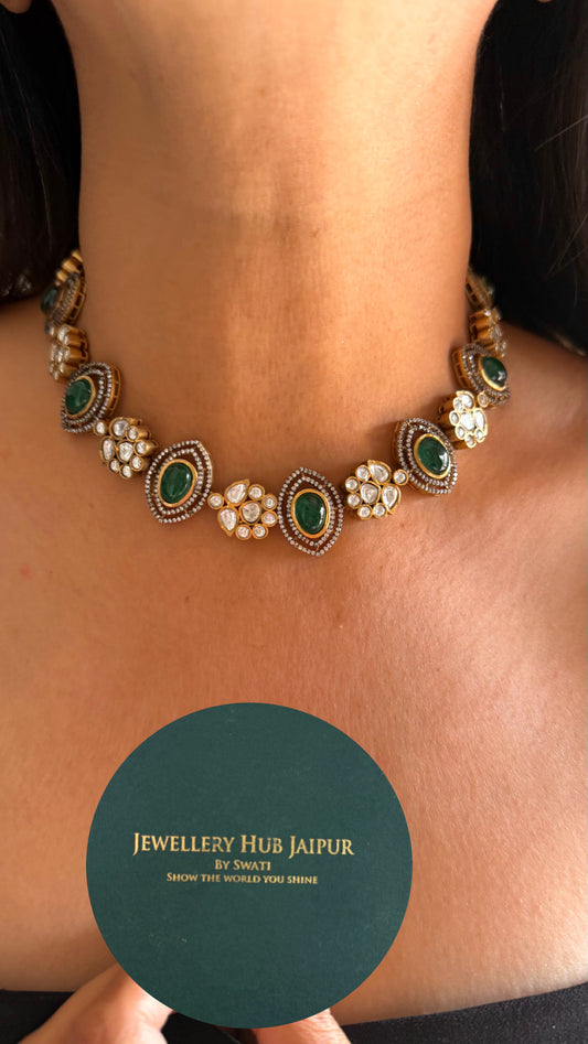 Emerald floral doublet necklace