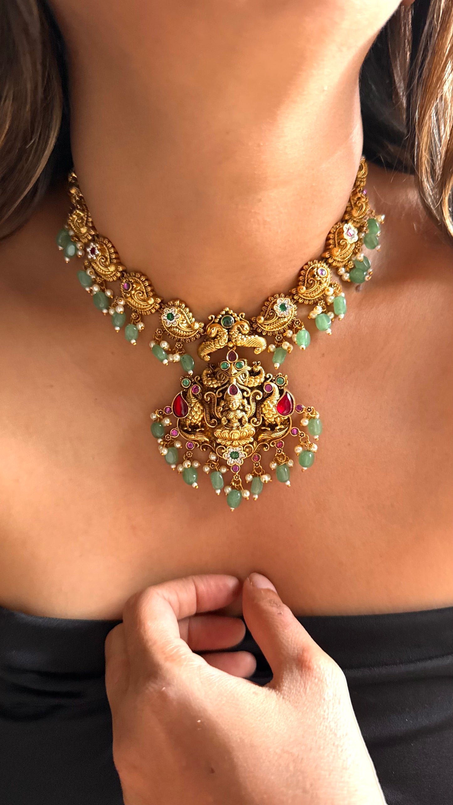 Goddess laxmi inspired temple necklace