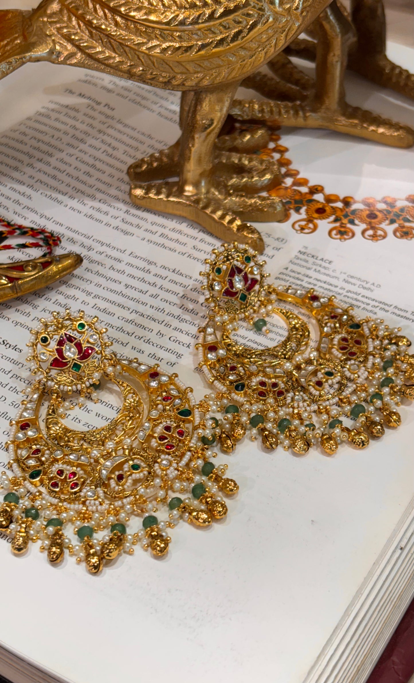 Heritage chandbali with gungroo drops earrings