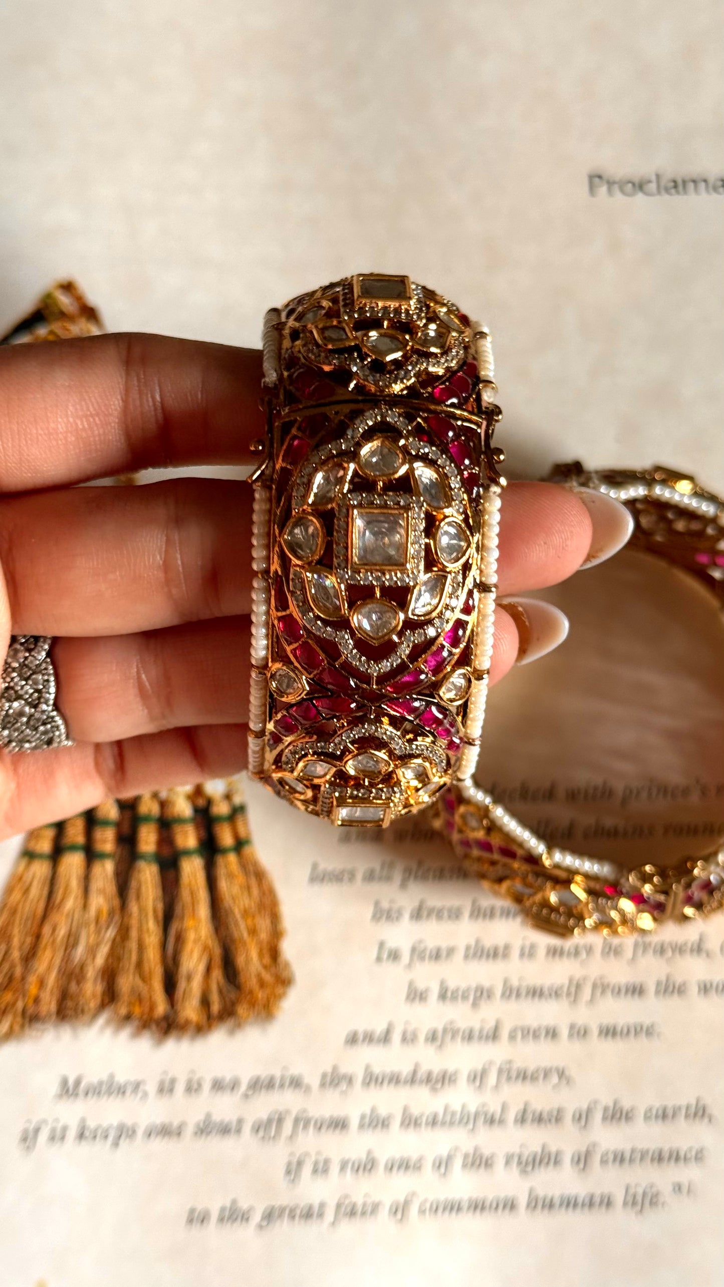 Rani pink moissanite golden bangle