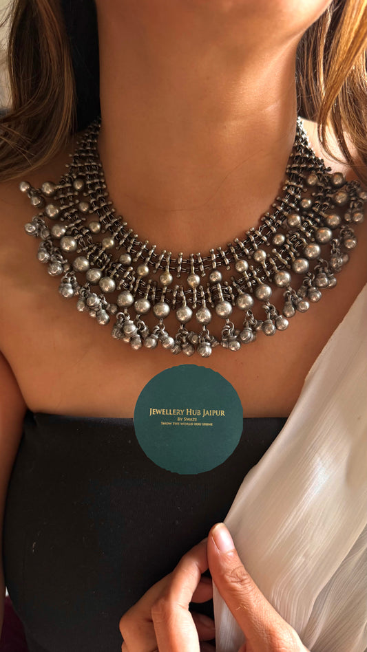 Oxidized Tribal Khasi Ghungroo Statement Necklace