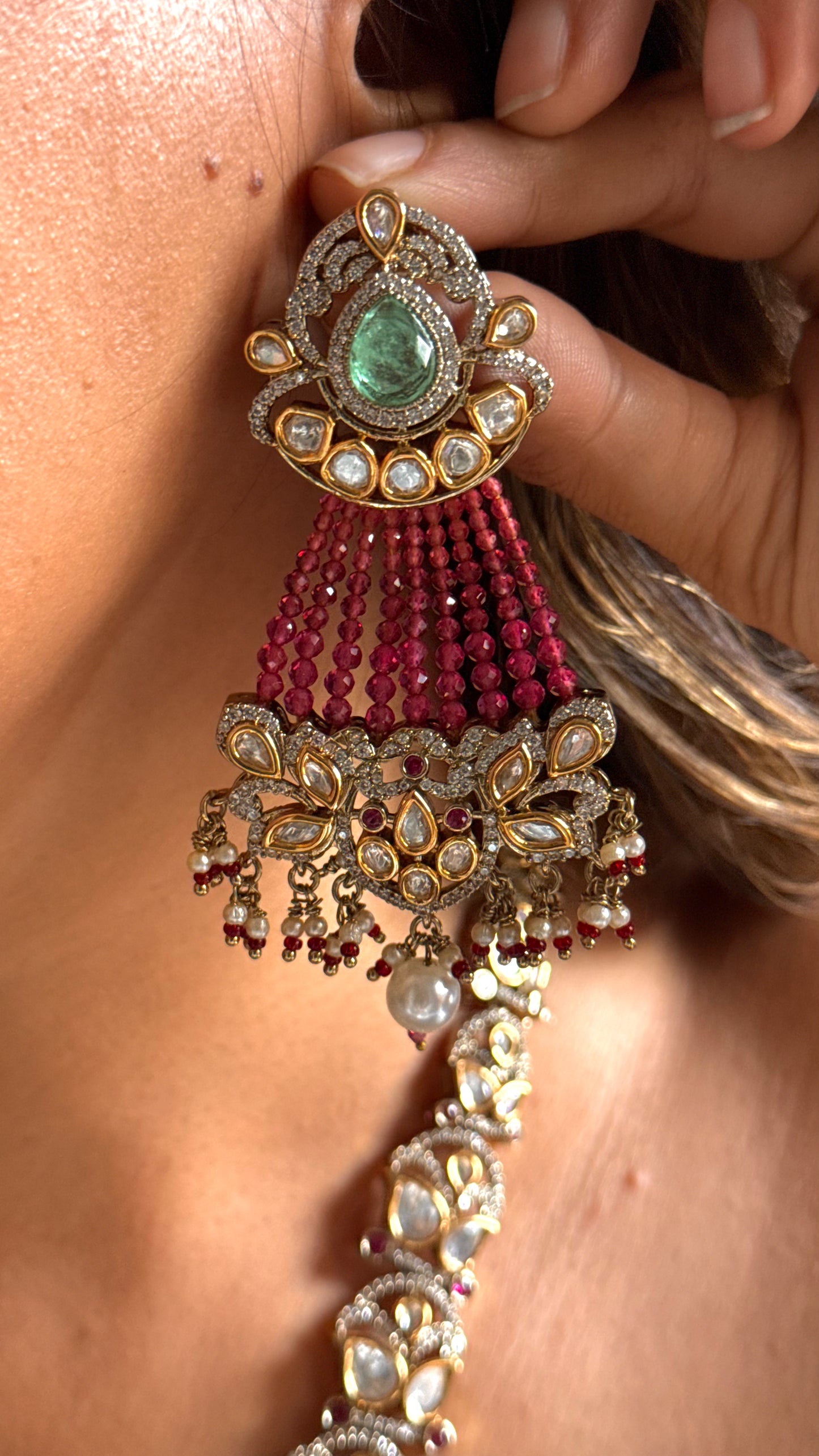 Mint & Rani pink designer cocktail necklace