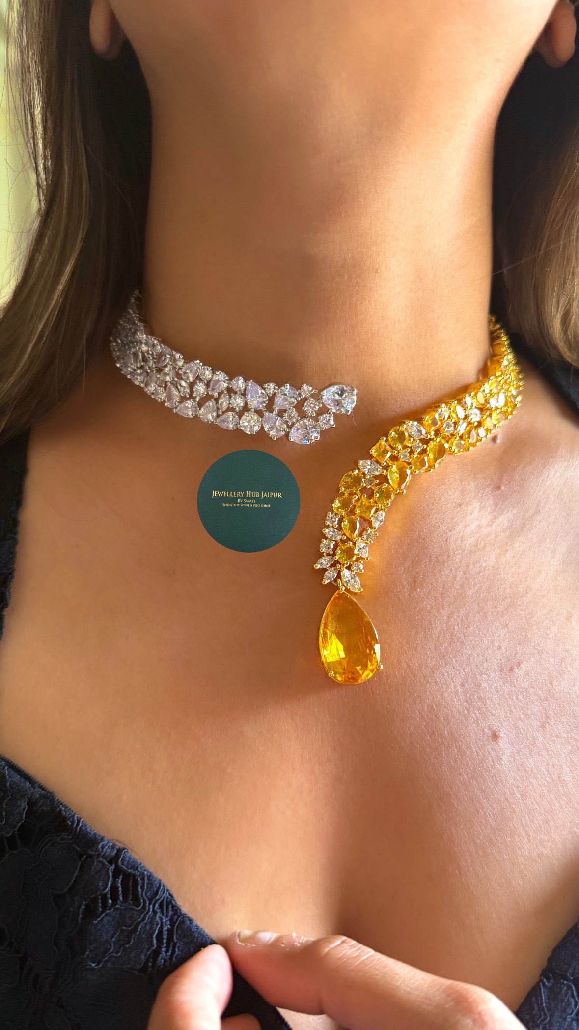 Ojasvi Topaz doublet designer necklace