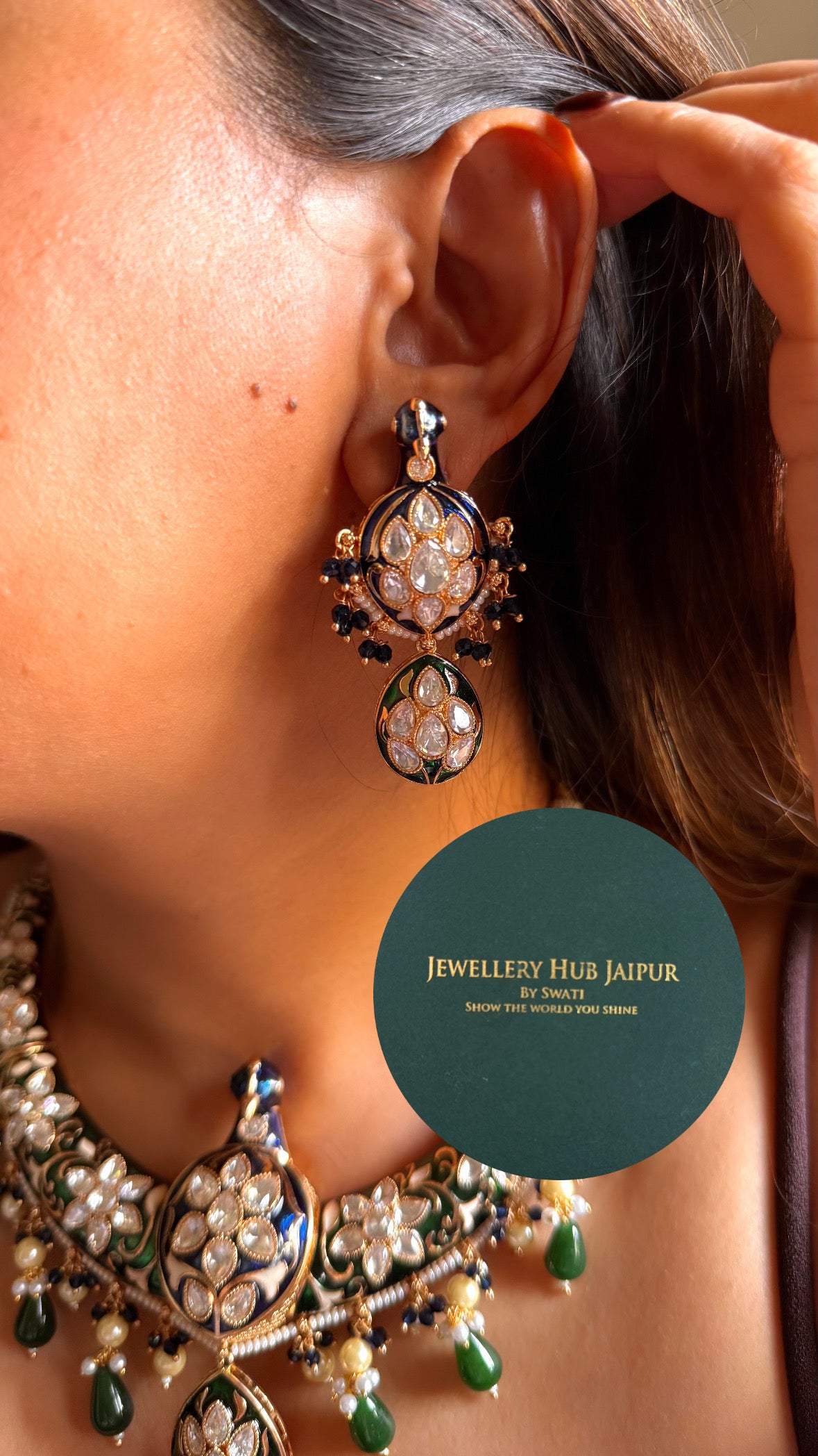 Emerald & sapphire katdana emerald drop peacock Hasli