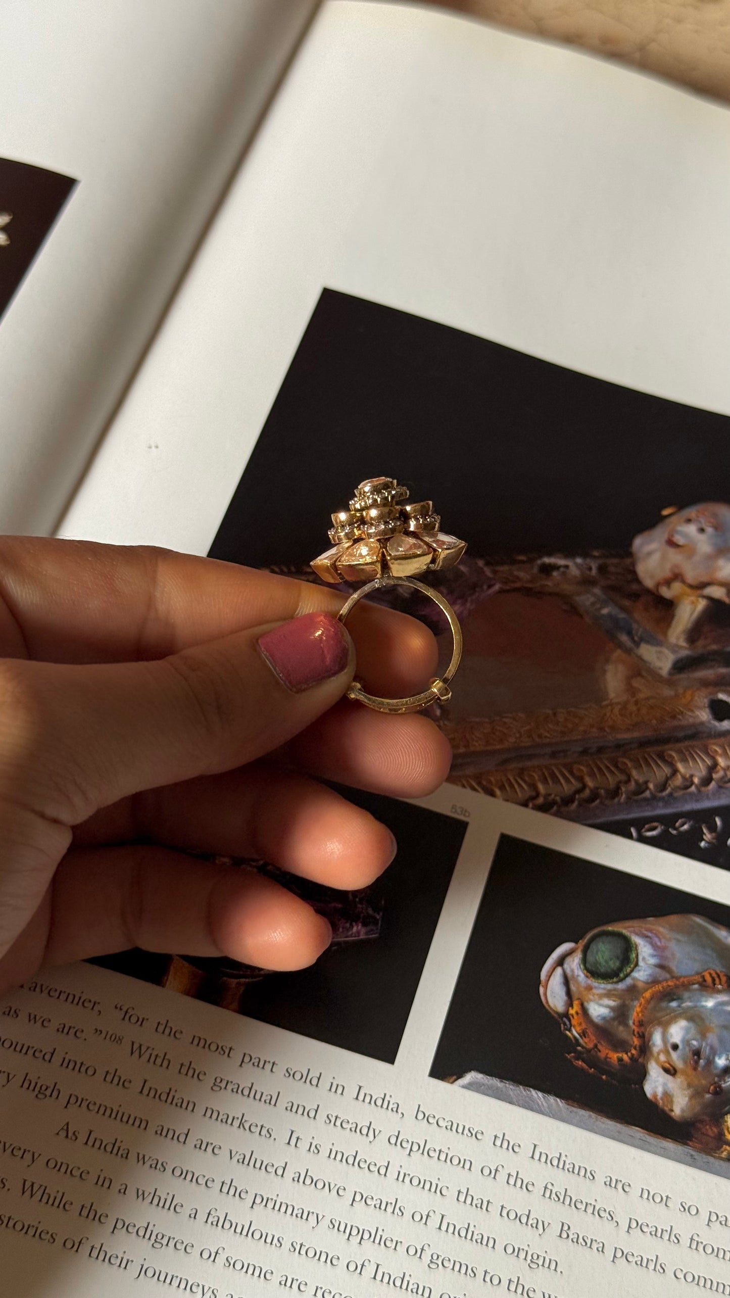 Peeli Polki double floral ring