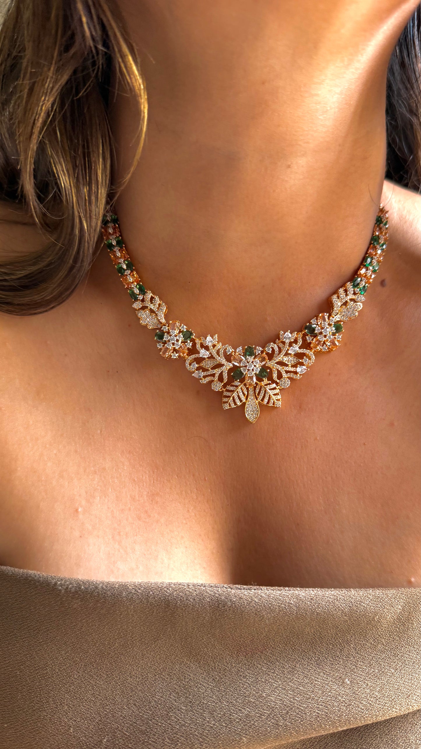 Emerald & Topaz Swarovski necklace