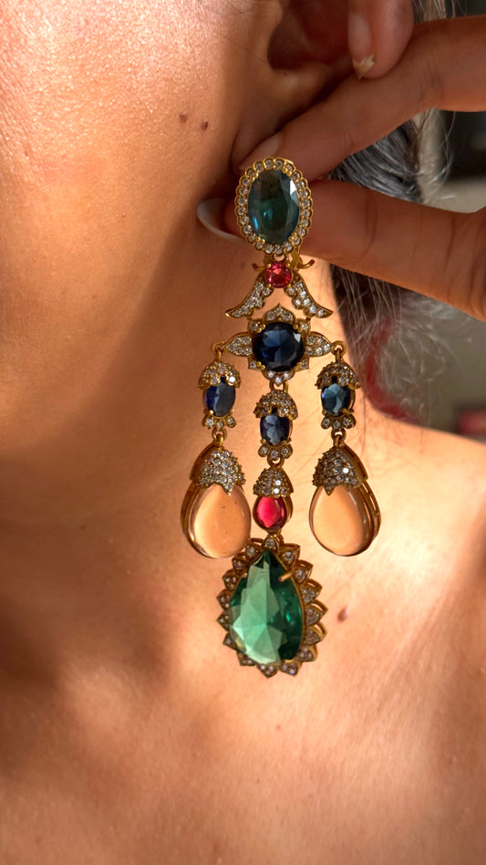 Sabyasachi inspired multi coloured danglers