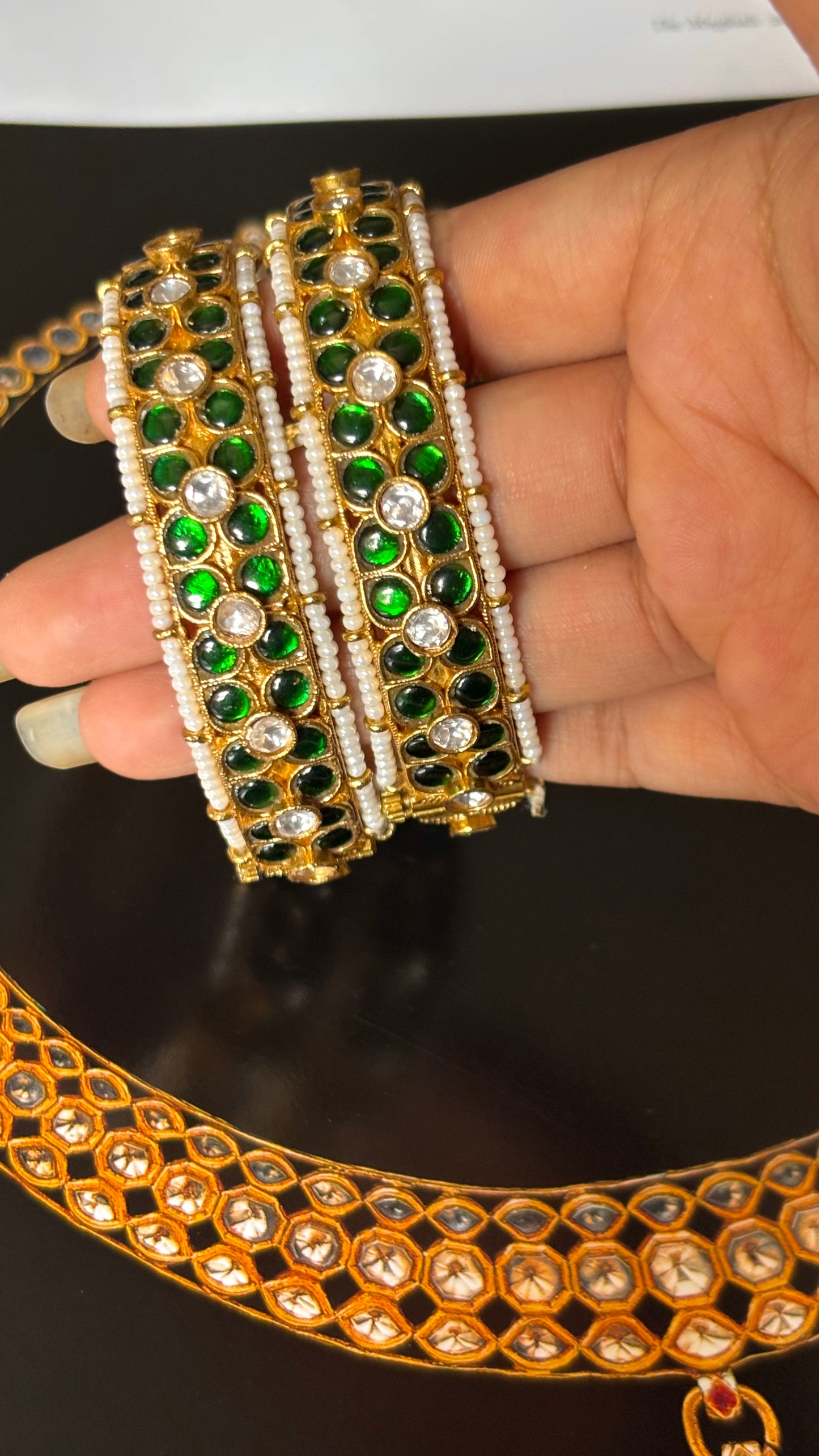 Emerald katdana gold bangles