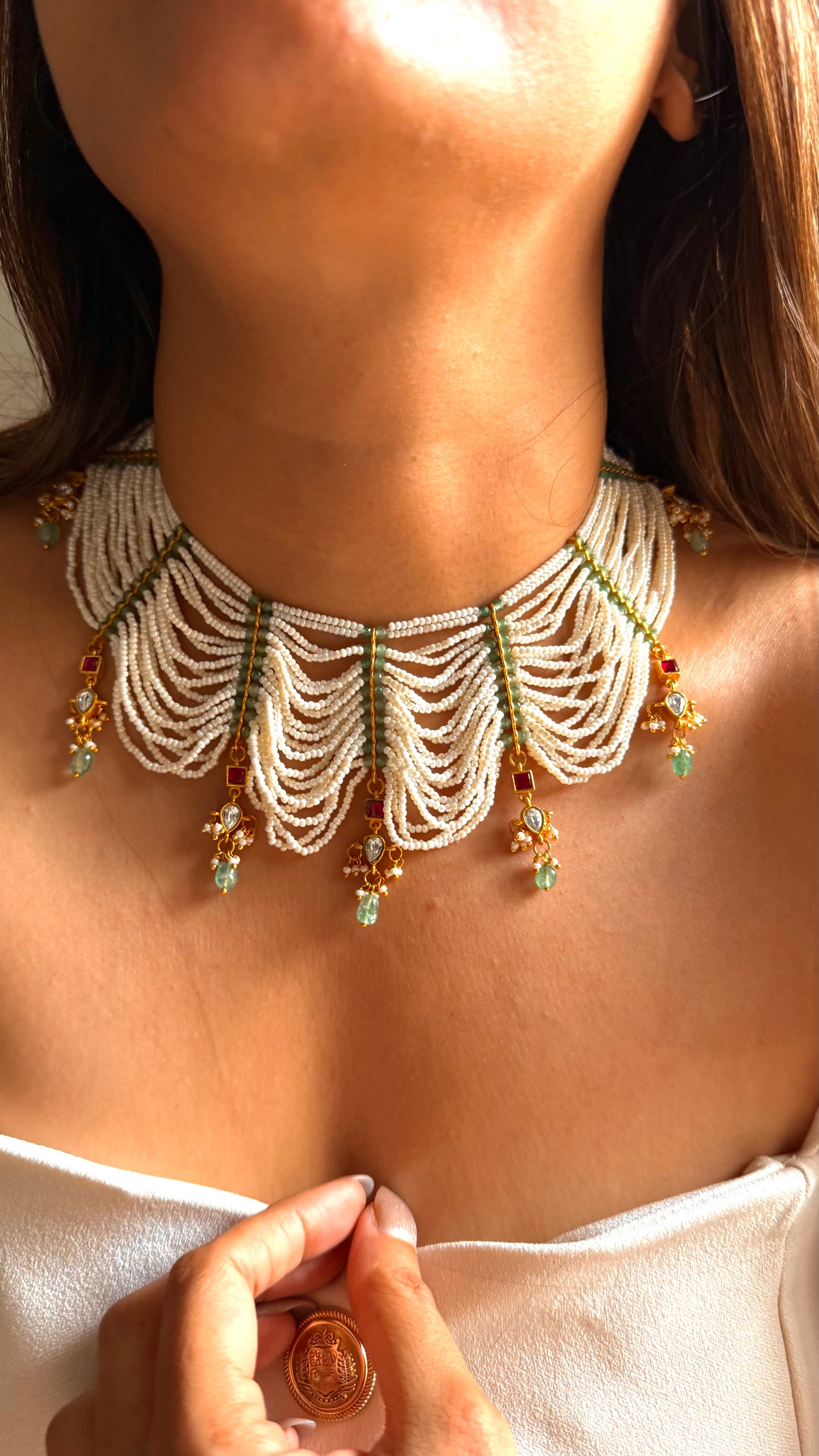 Paachi kudan rajwada handmade pearl necklace with studs