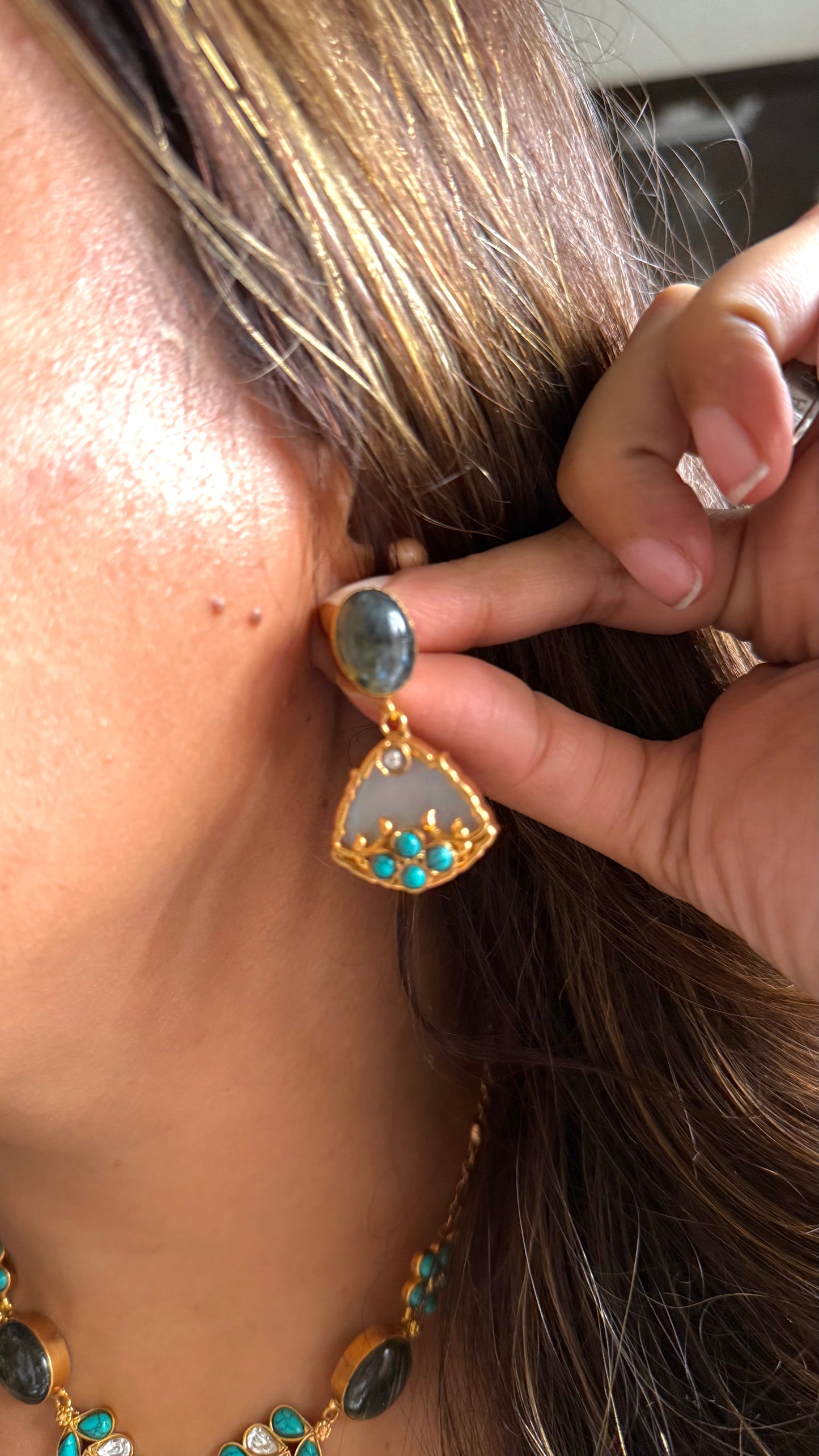 Granite & Firoza Amrapali statement necklace