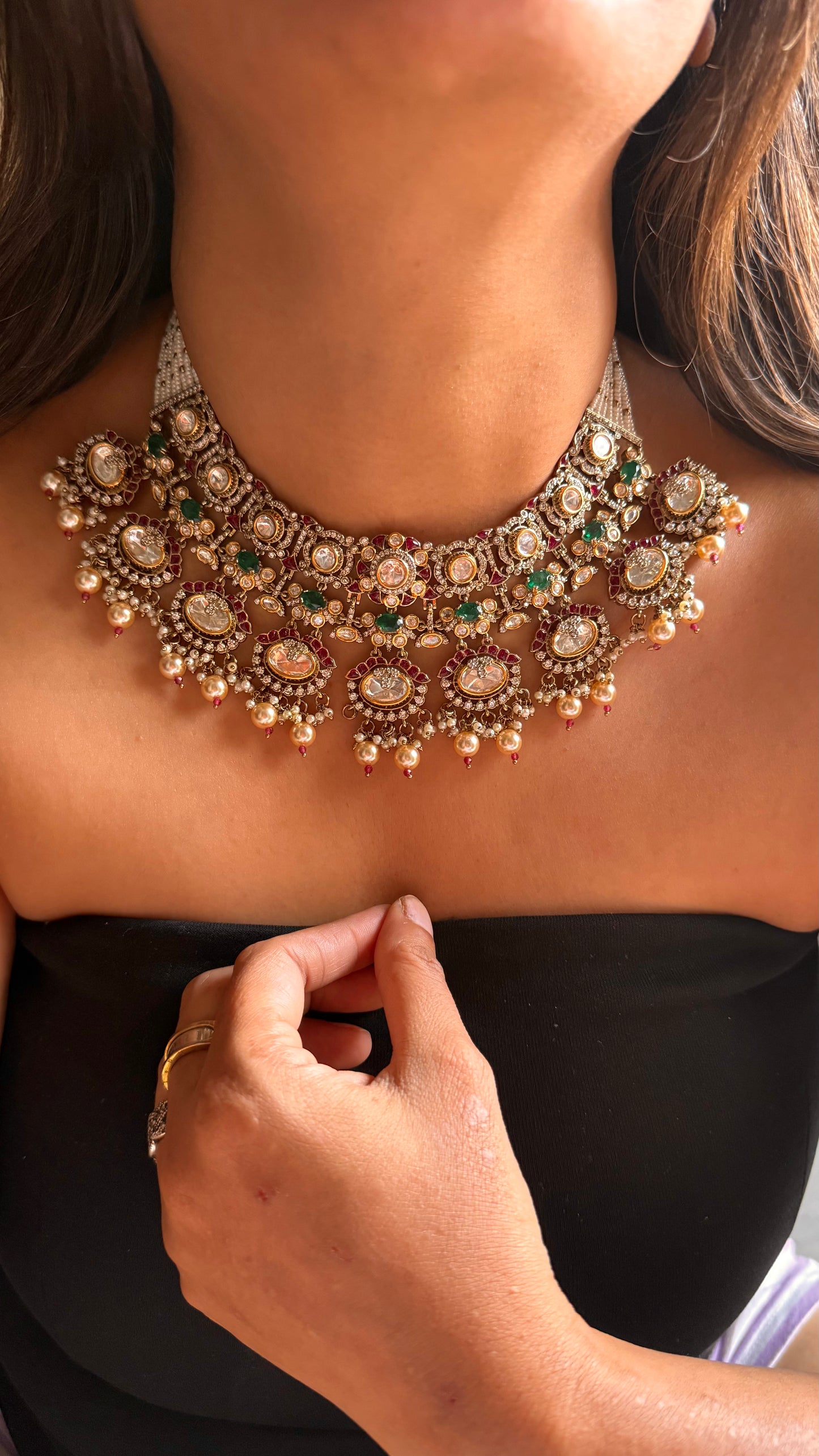 emerald Vintage rajwada necklace sets with jhumki