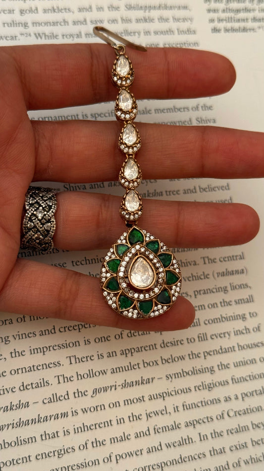 emerald moissanite Maangtikka