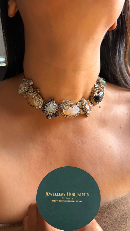 Vintage sabyasachi inspired designer navratna Necklace