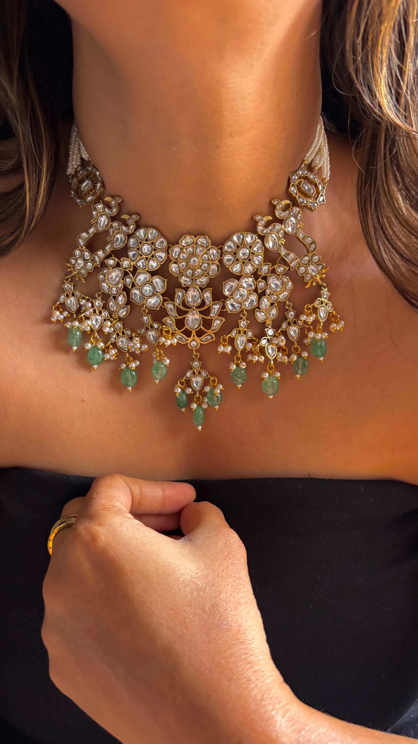Paachi heritage polki necklace