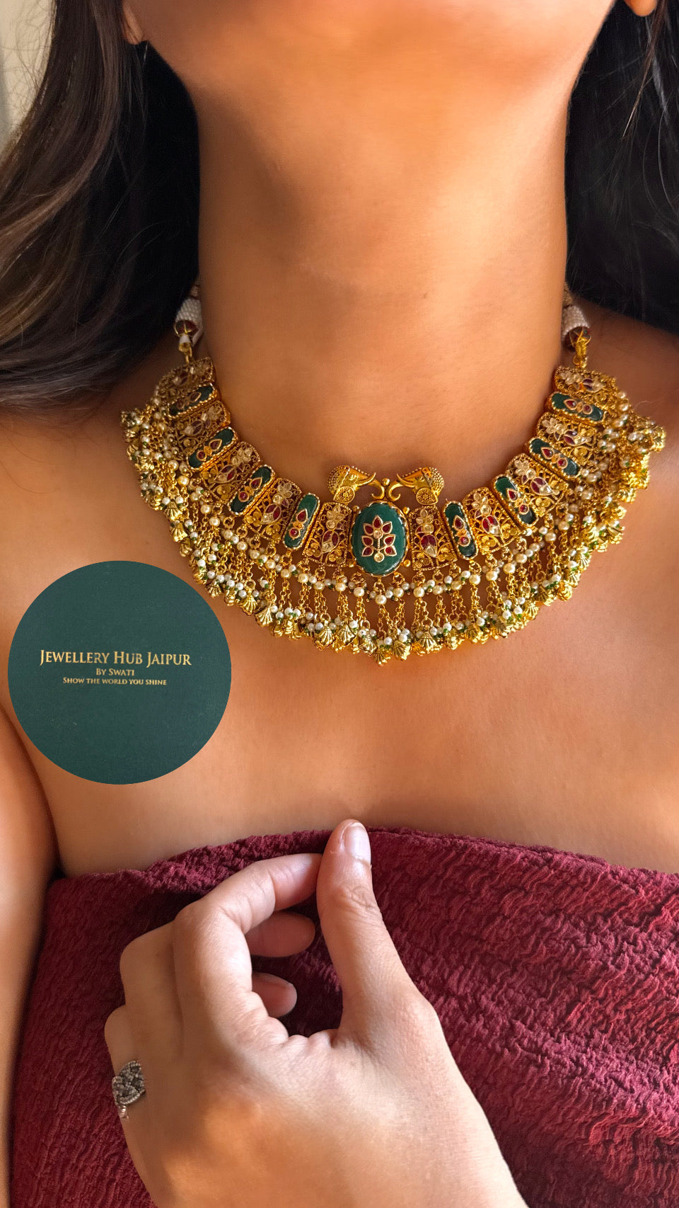 Gajj detailing heritage polki neckalce