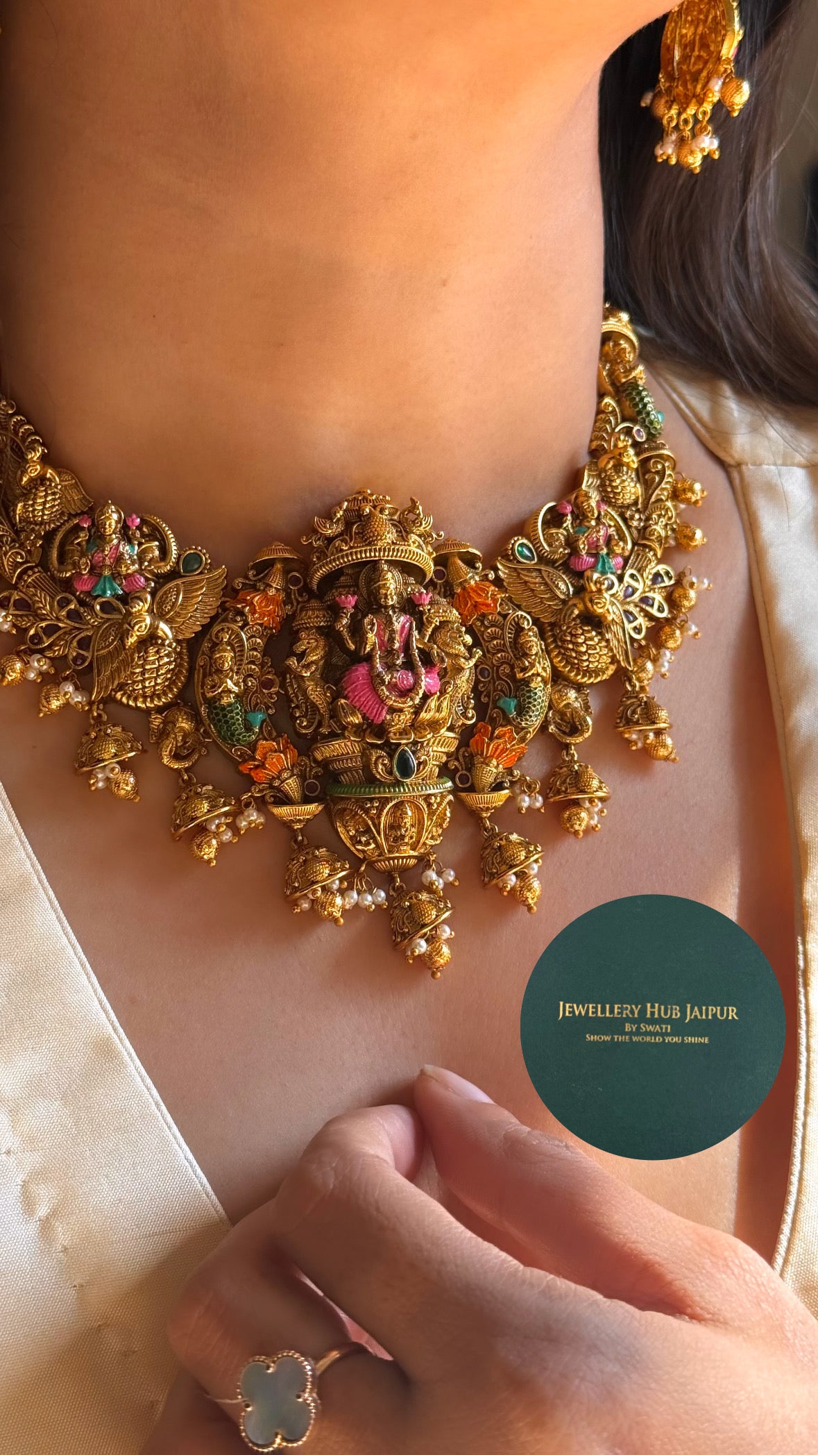 Goddess laxmi temple Meenakari Statement Necklace