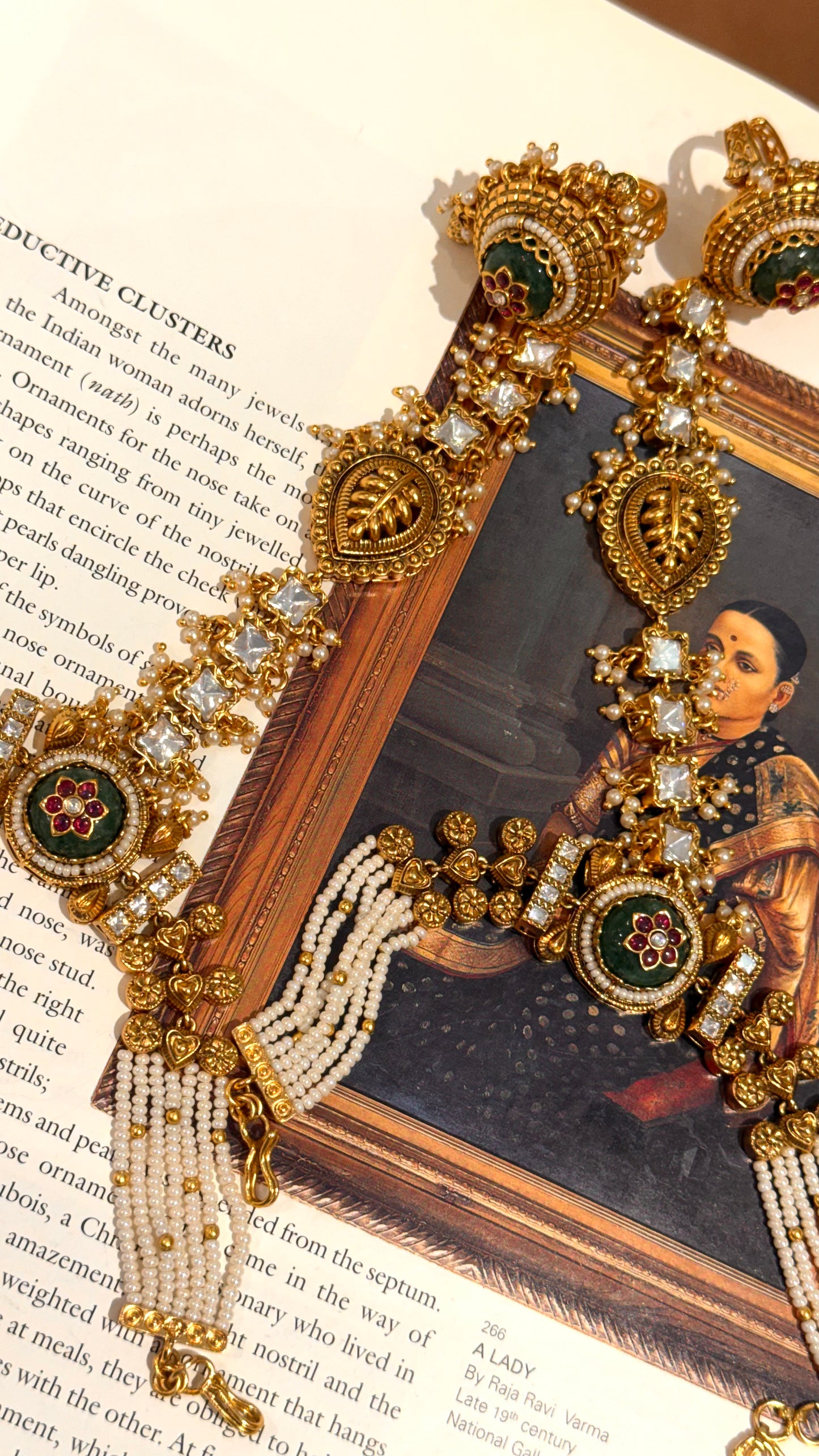 Polki hathphool with inlay mint & rani pink detailing