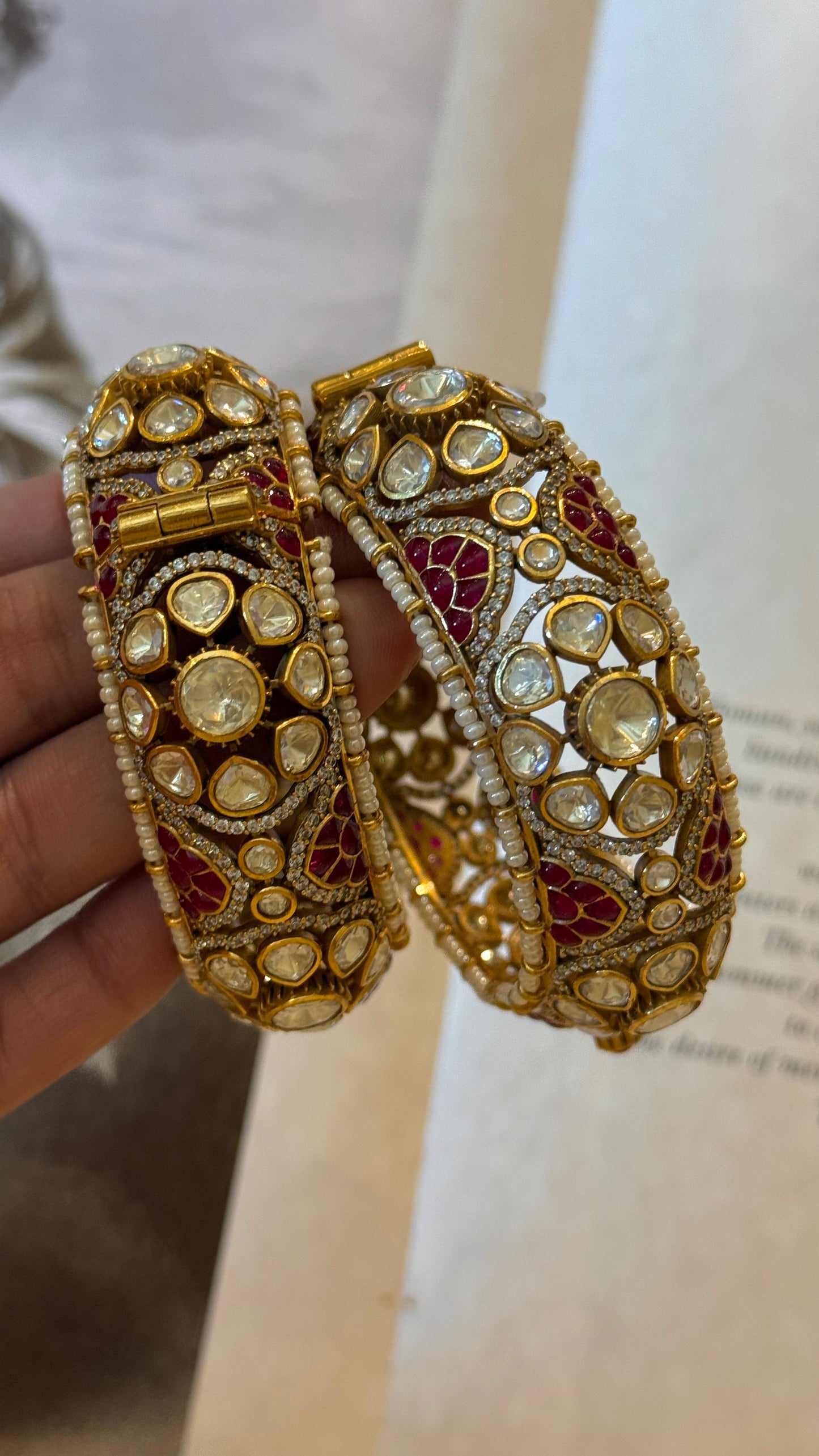 Ruby Real Moissanite Polki bangles