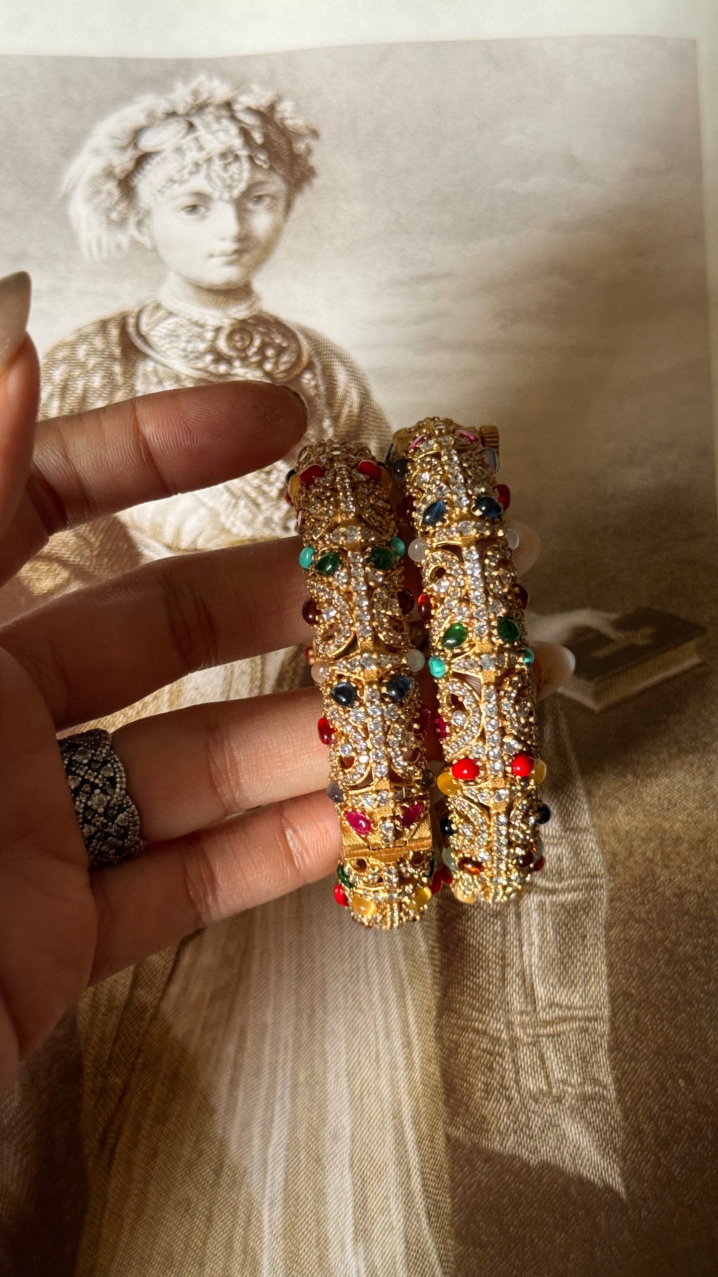 Navratna moissanite openable bangle