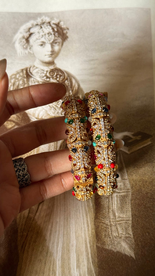 Navratna moissanite openable bangle